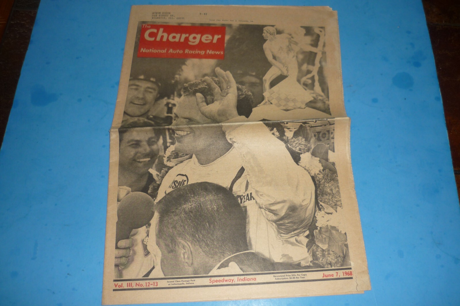 “THE CHARGER” -RACING TABLOID NEWSPAPER- BOBBY UNSER WINS INDIANAPOLIS INDY 500