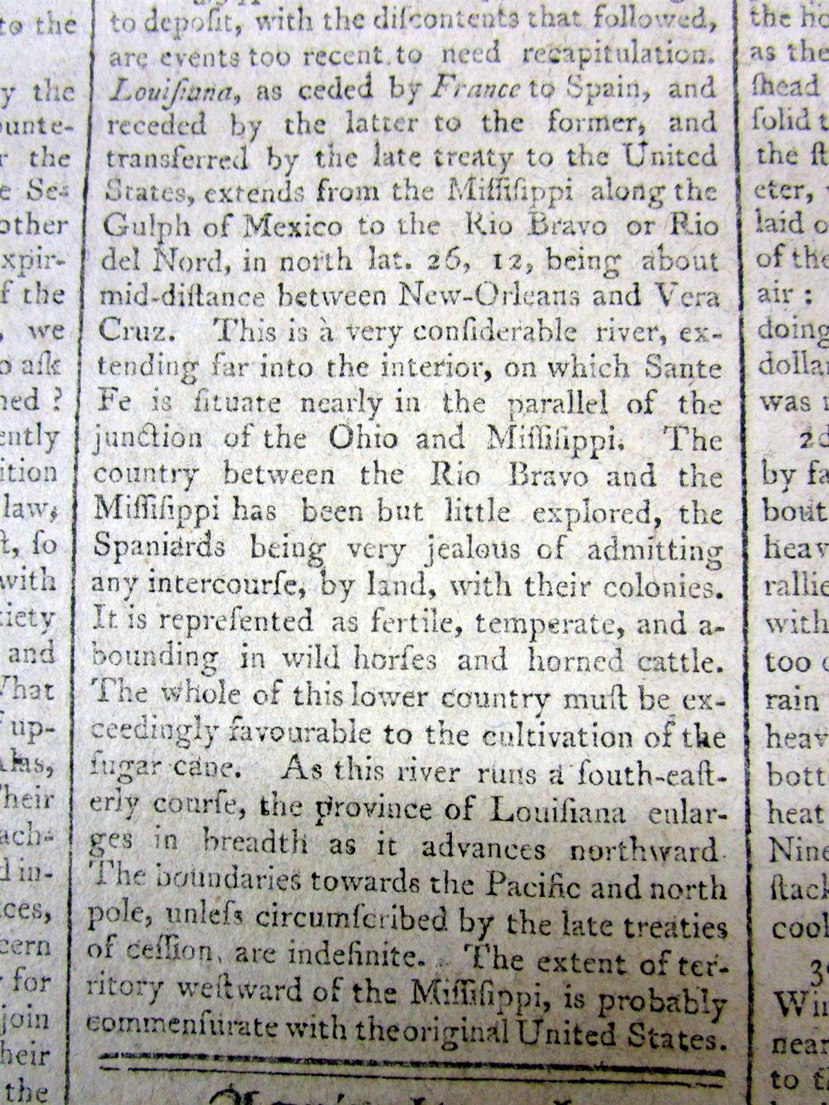 2 1803 newspapers w early reports of THE LOUISIANA PURCHASE by Thomas Jefferson