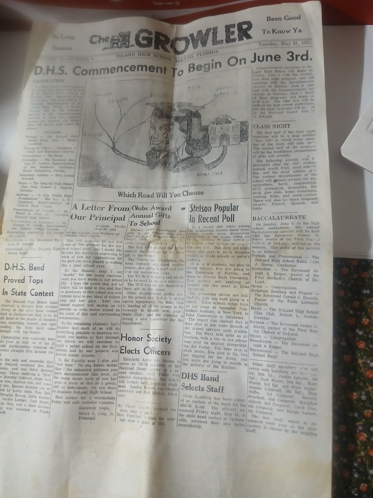The Growler May 1955 Deland Florida High School Newspaper