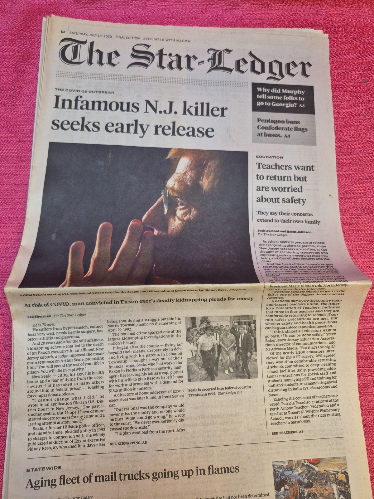 July 18 2020 Star Ledger NJ Newspaper COVID Era Full Complete Edition