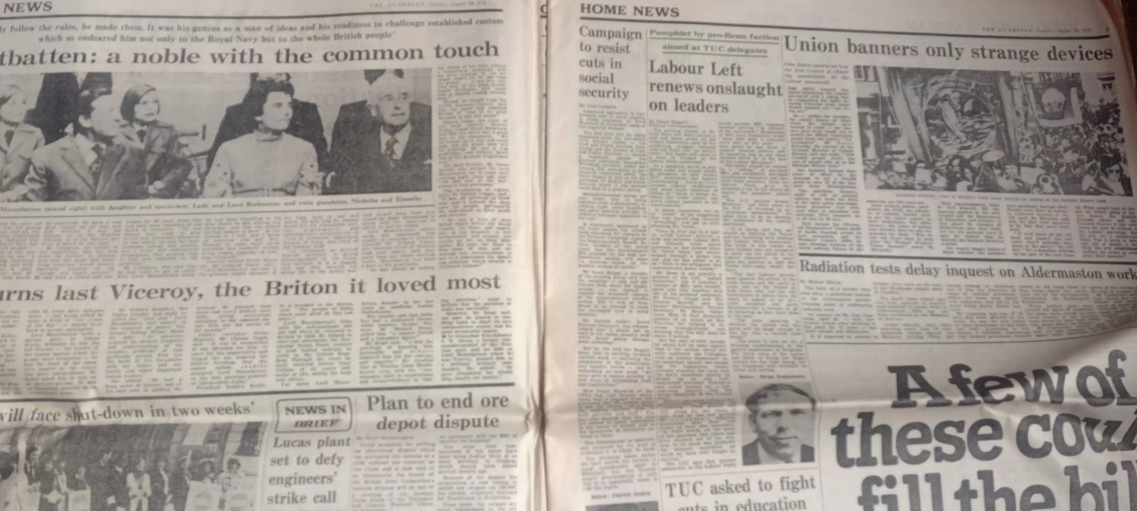 Aug 28 1979 Newspaper Guardian Mountbatten Killed Ira Charles Philip Uncle Bomb