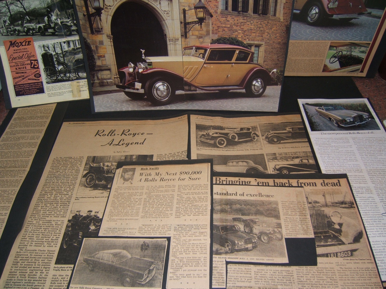 Vintage ROLLS ROYCE matted Articles, and Newspaper Clippings