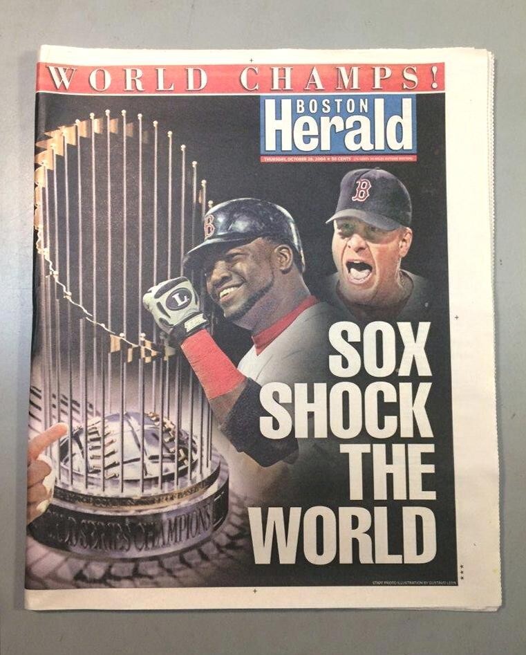 2004 Red Sox World Series Boston Herald SOX WIN WORLD SERIES New Unread