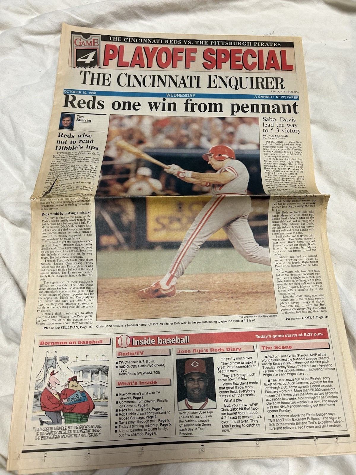 Oct 10, 1990, Cincinnati Enquirer “Playoff Special” the Reds’ 5-3 victory game 4