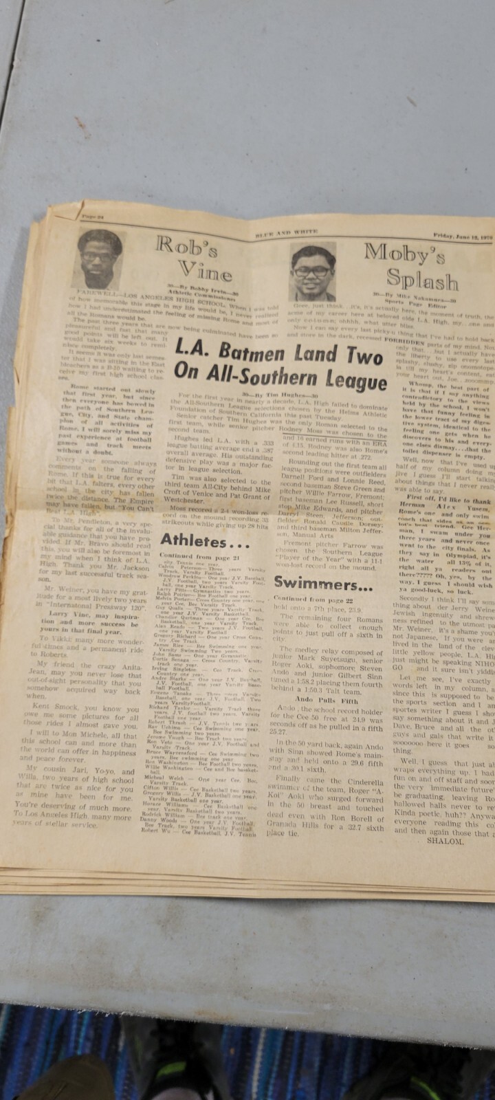 Vintage Rare 1970 LA High School Americana Wassimba Wajasiris Black Newspaper
