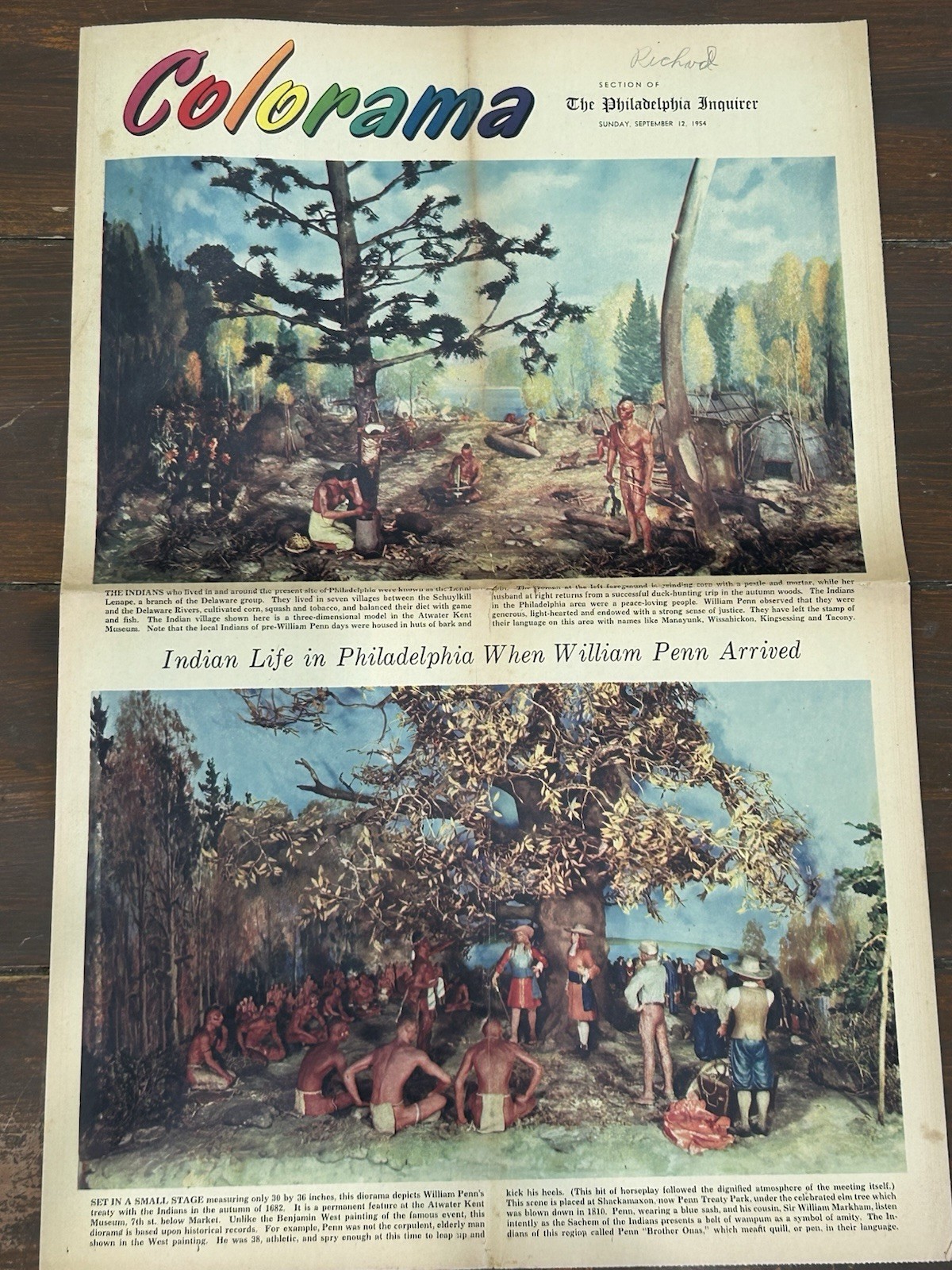 Vtg Sep 12 1954 Colorama Section Philadelphia Inquirer Insert Indian New Mexico
