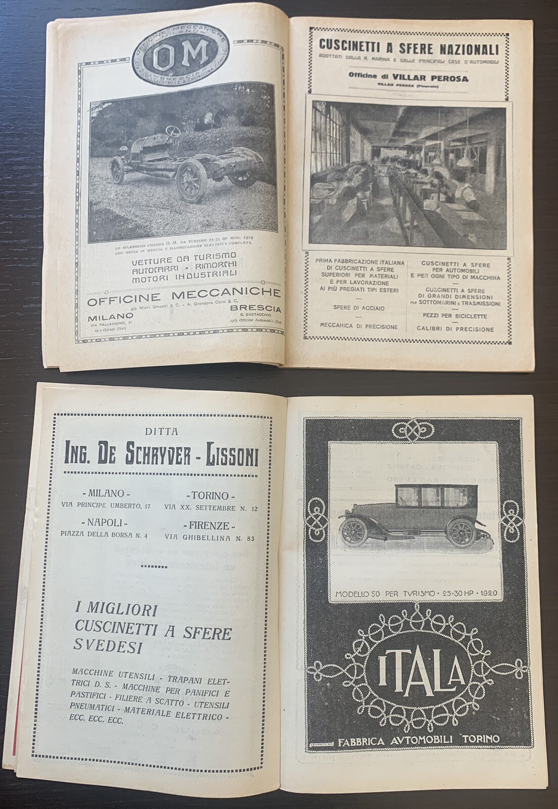 n. 2 RIVISTA TOURING CLUB ITALIANO – 12/1919 + 01/1920 spettacolari pubblicità