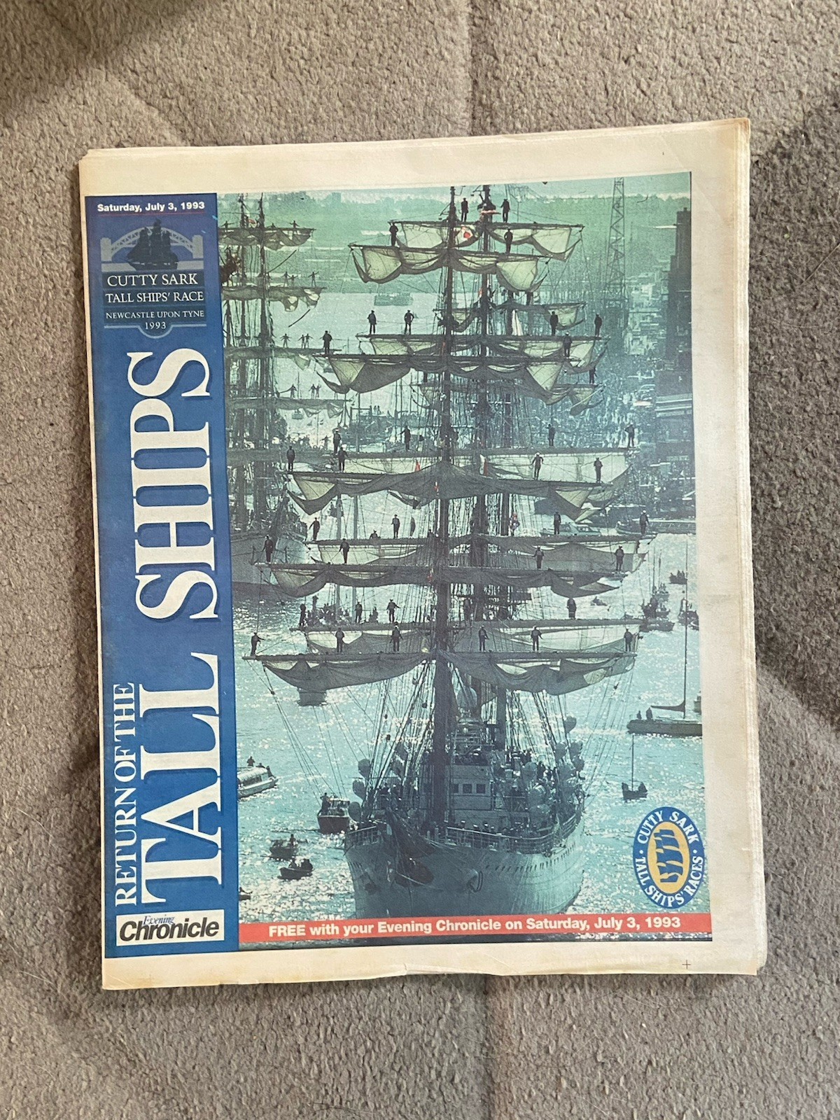Vintage 1993 Evening Chronicle – Return Of The Tail Ships -Ship Racing Newspaper