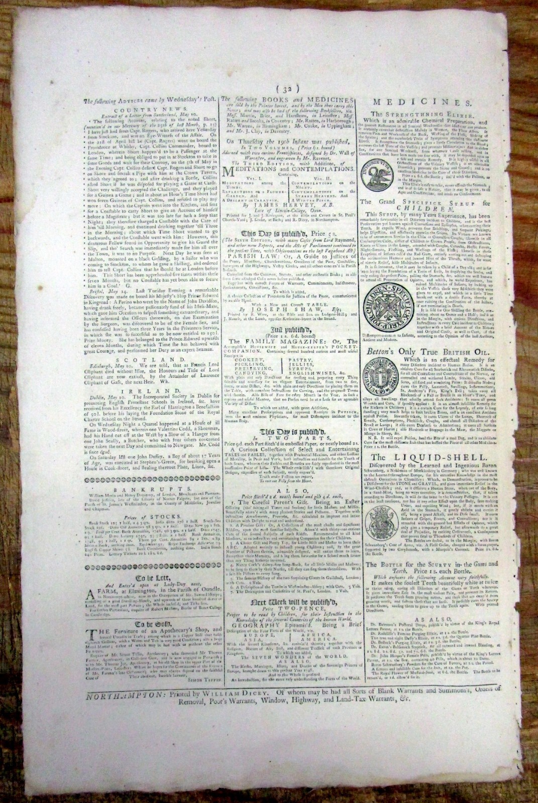 1748 newspaper COLONIAL AMERICAN King Georges WAR ENDS-TREATY of AIX-LA-CHAPELLE