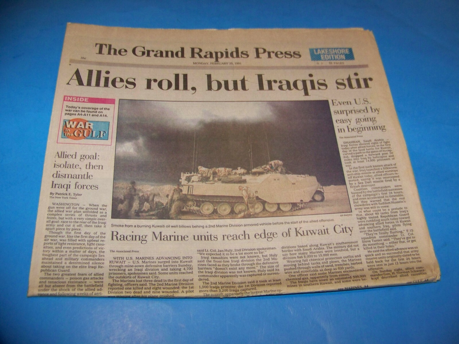 Grand Rapids Press February 25, 1991 “Gulf War” ( Only Section A )