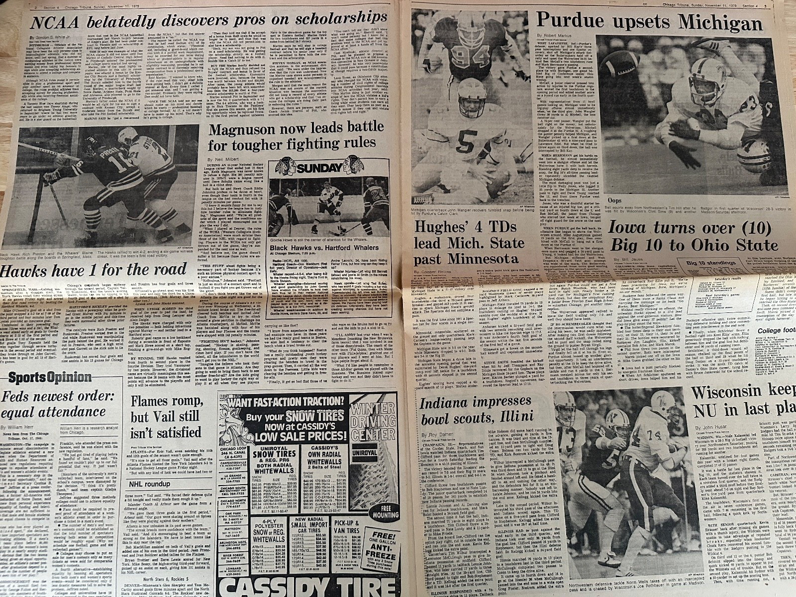 Chicago Tribune Sports 11/11/1979 – Chicago Bears, Tennessee over Notre Dame