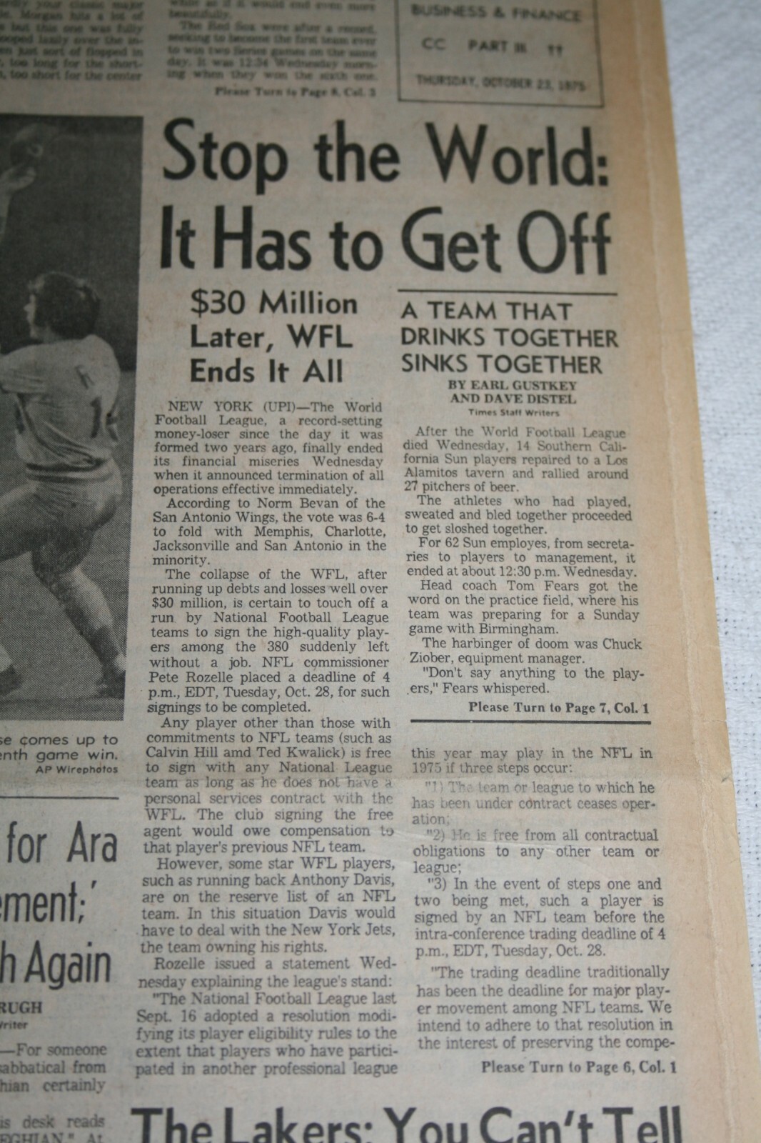 1975 Los Angeles Times * World Series Game 7 * Cincinnati Reds vs Boston Red Sox