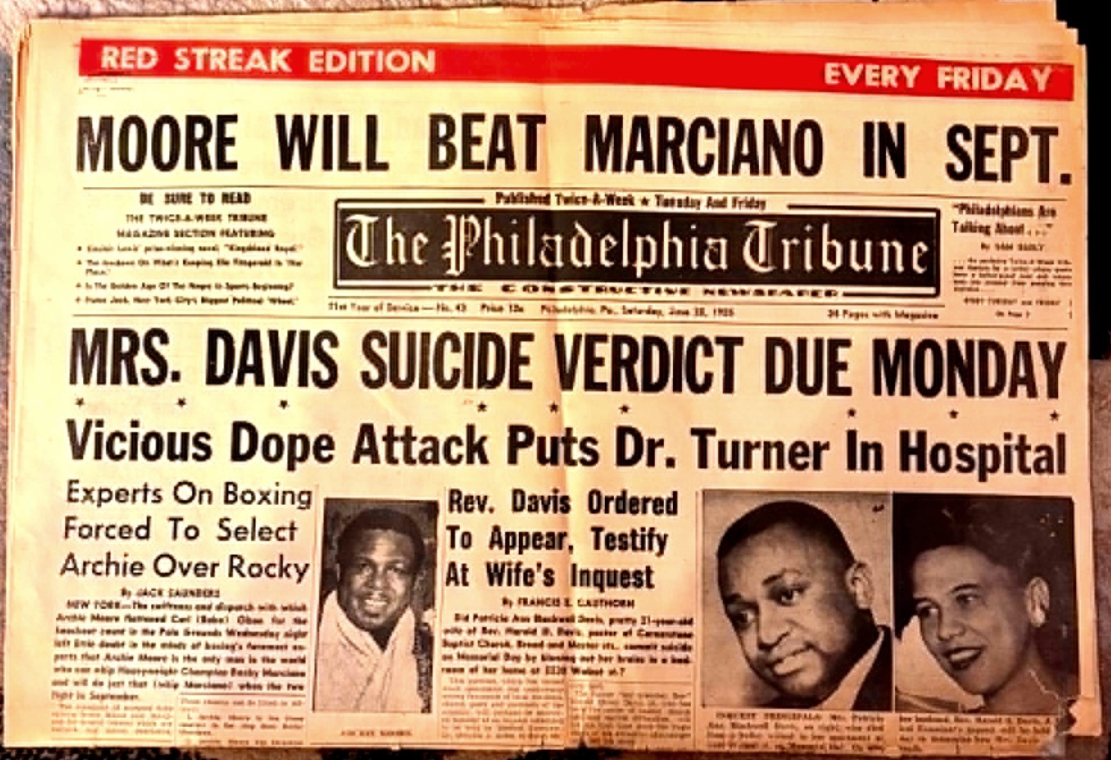 1955 Philadelphia Tribune Newspaper Section & Suppliment Used Fair
