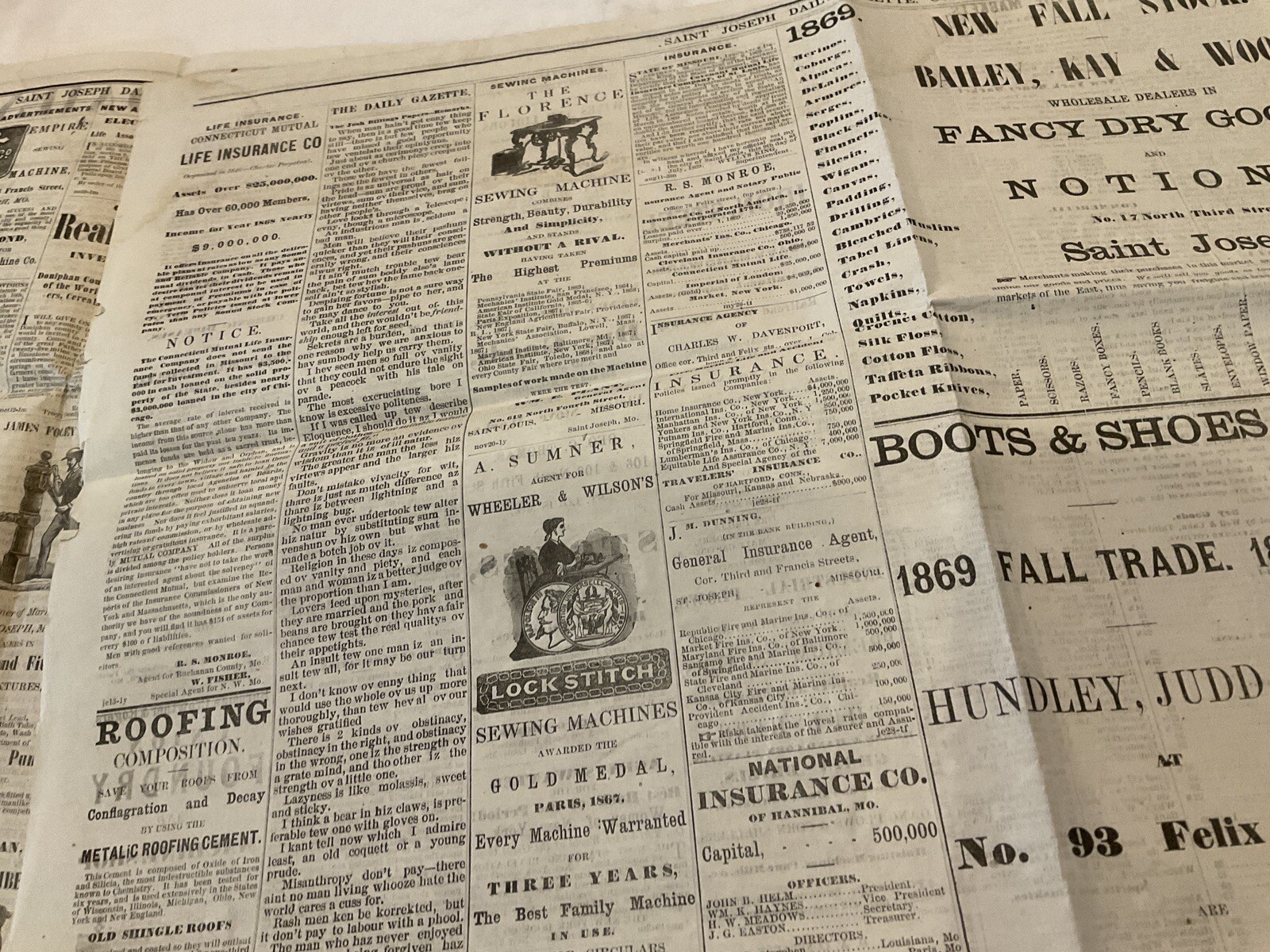 4 Missouri Civil War Reconstruction News 1869 St Joseph Negros Cachiz Apache