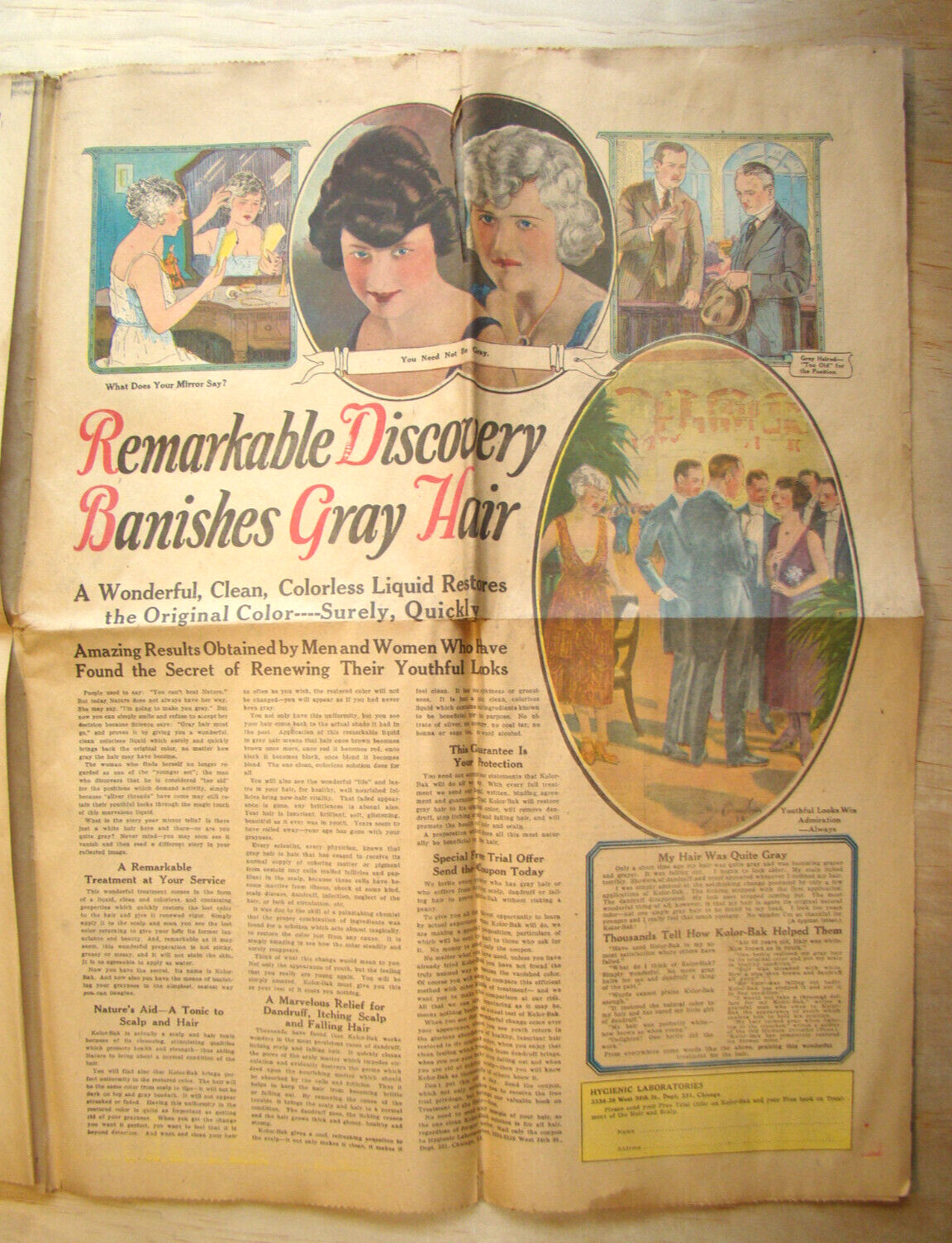 Fashion Gossip (c.1922 Newsprint / Magazine) Dance Gray Hair Color Ads Vintage
