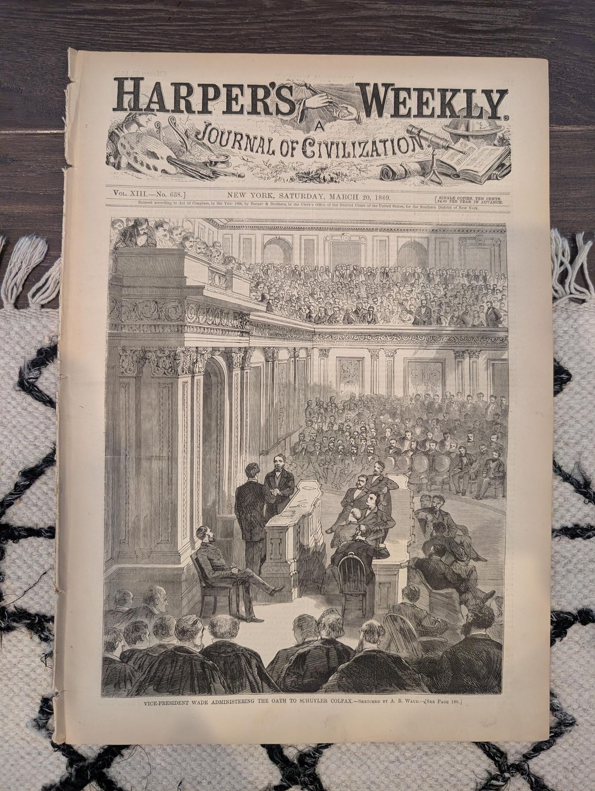 March 20 1869 Harpers Weekly, Inauguration of President Grant, Howard University