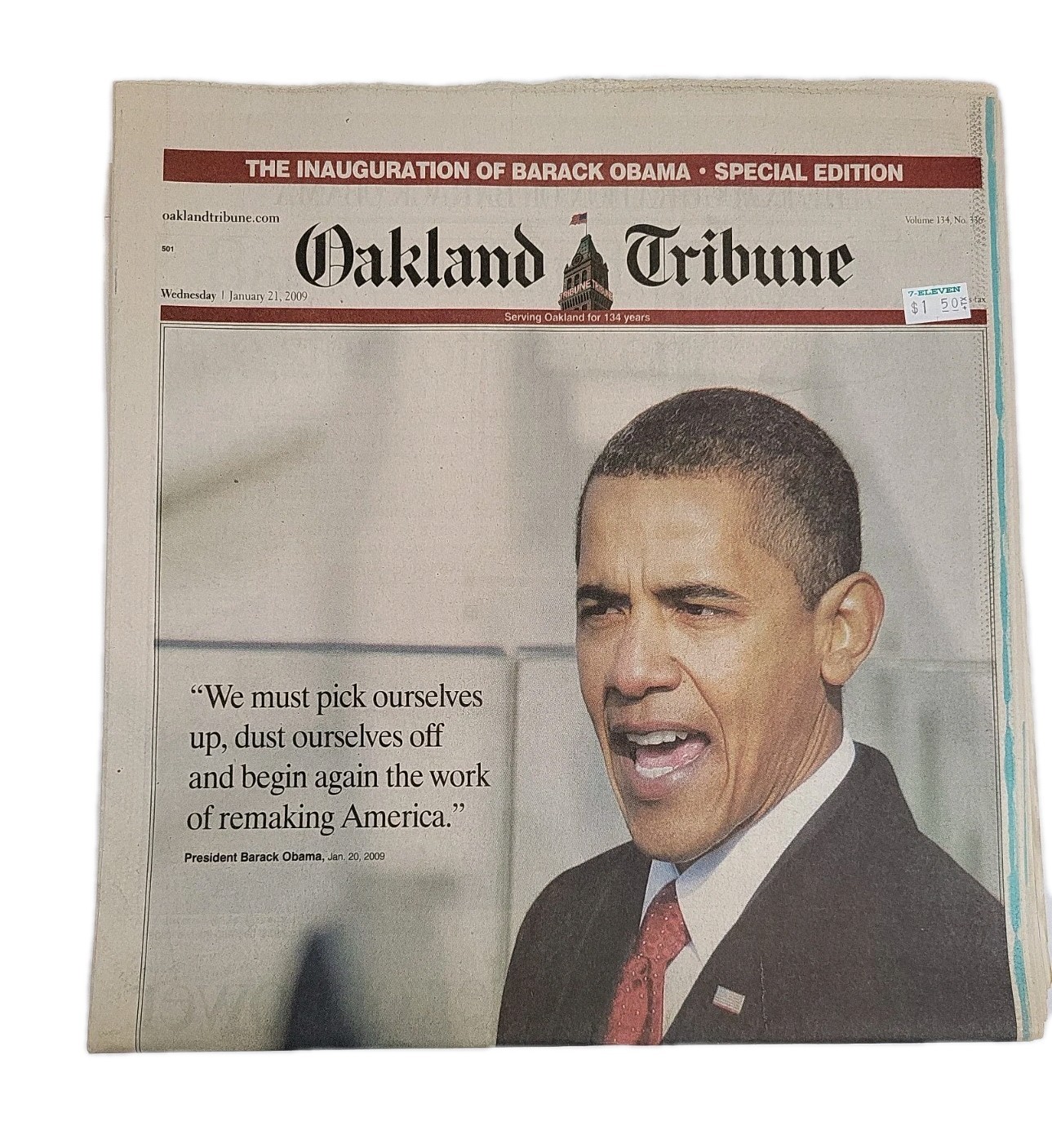 VINTAGE OAKLAND TRIBUNE NEWSPAPER POLITICS Barack Obama Inauguration US History