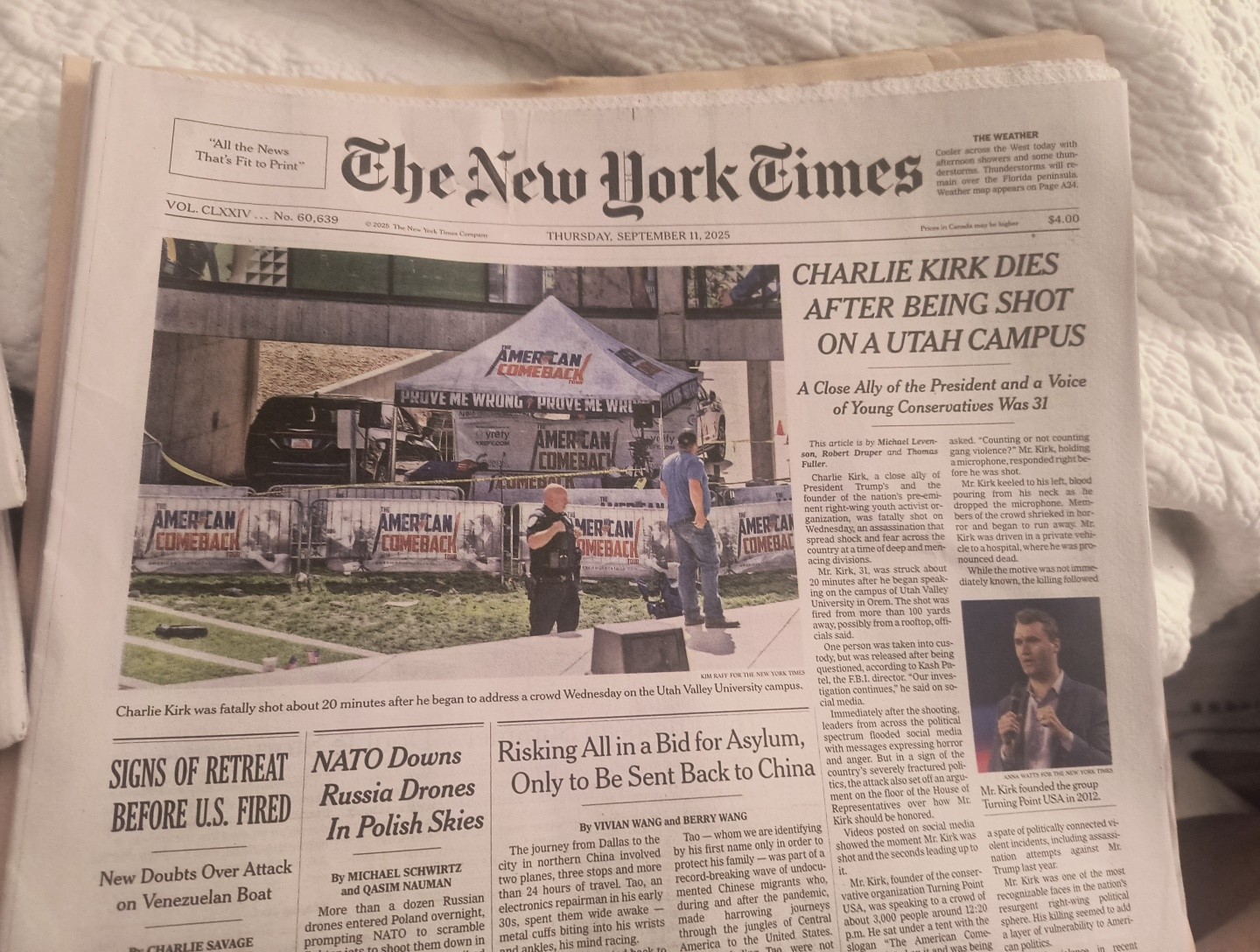 The New York Times Thursday September 11 2025