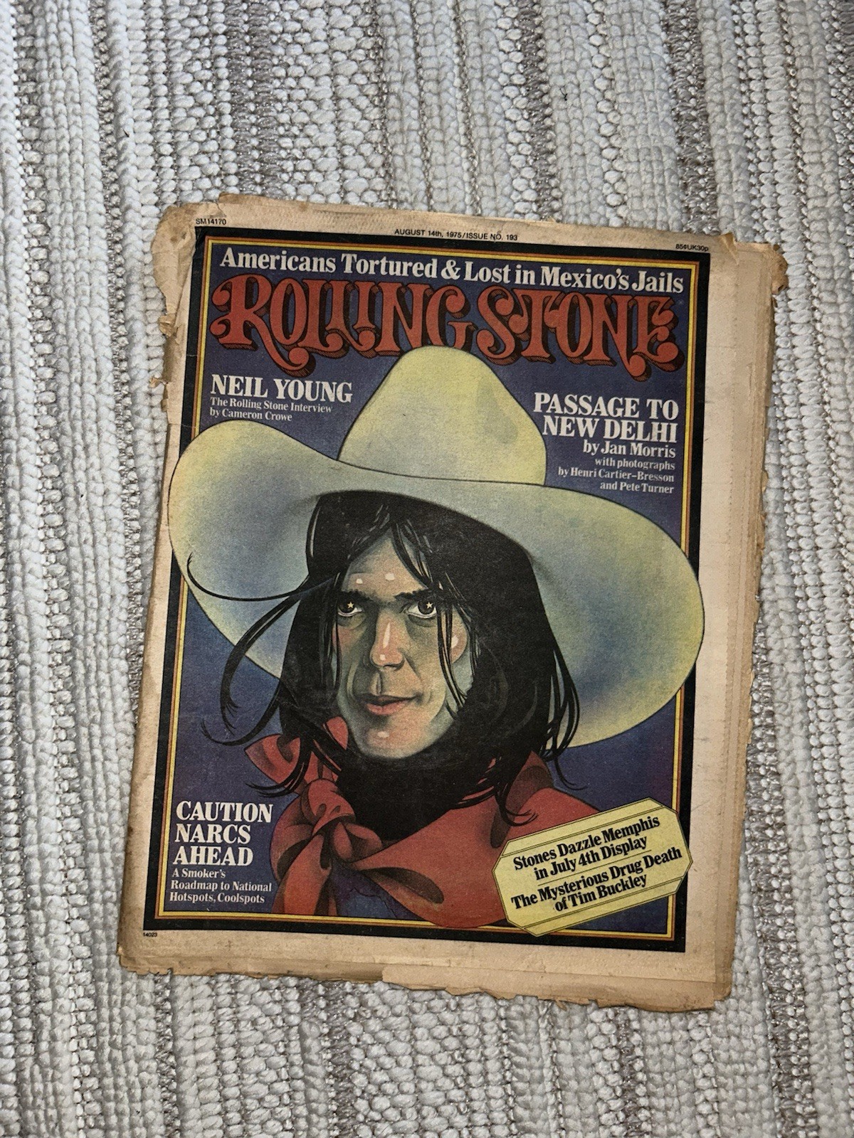 rolling stone newspaper magazine August 14, 1975 issue NO. 193 Neil Young cover