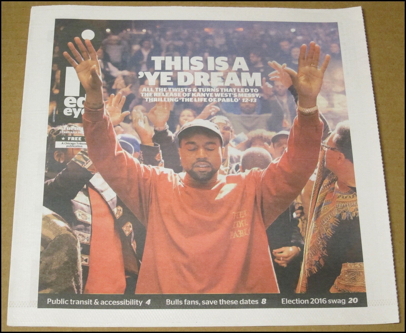 2016 Red Eye Chicago Newspaper Kanye West The Life of Pablo Rap Hip-Hop Feb 16