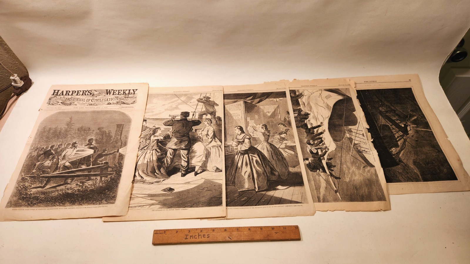 Five (5) Great Prints from Harper’s Weekly 1862,1863,1864,1869,1871 by Winslow H