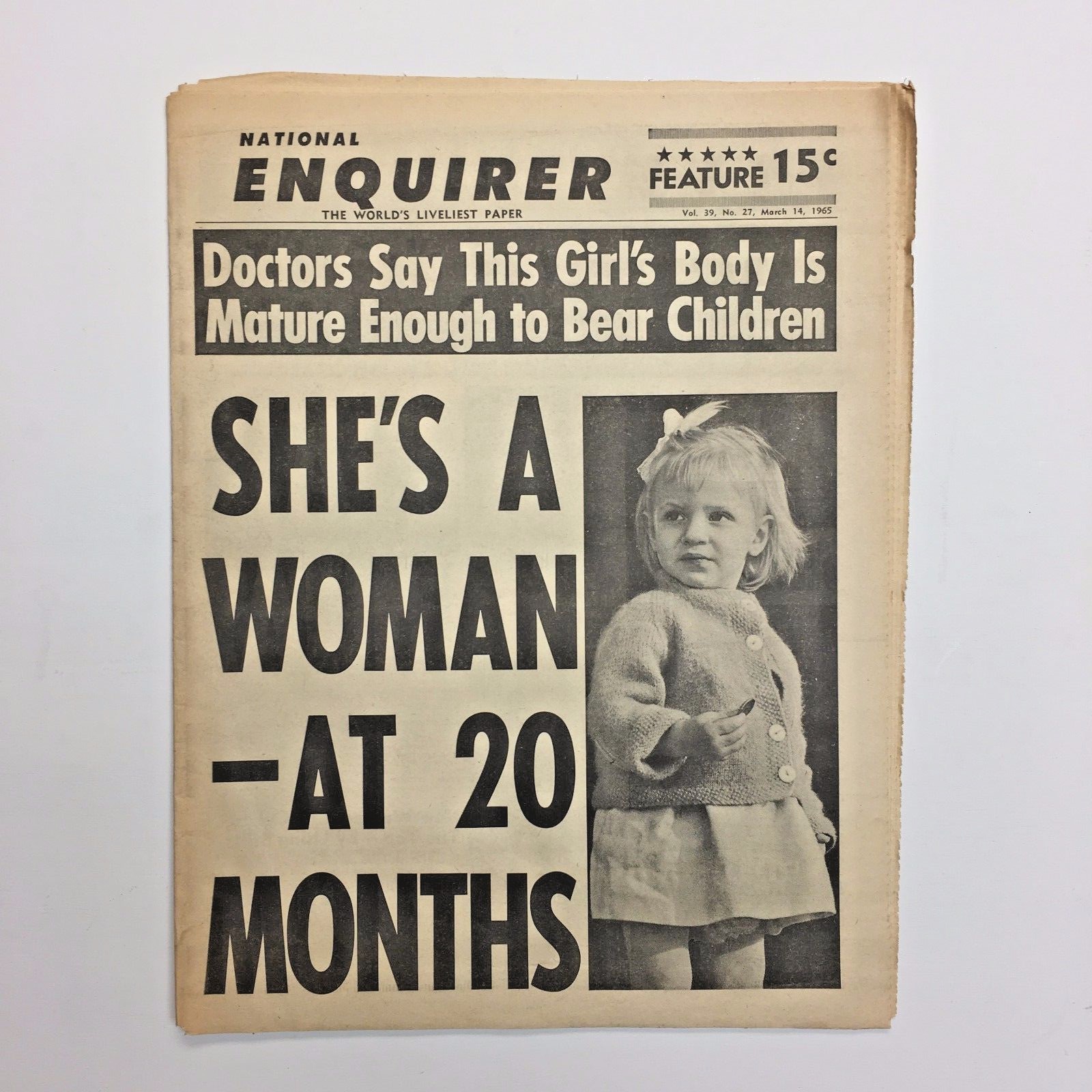 Vintage National Enquirer Tabloid March 1965 Adult Child Adoption Arson Foster