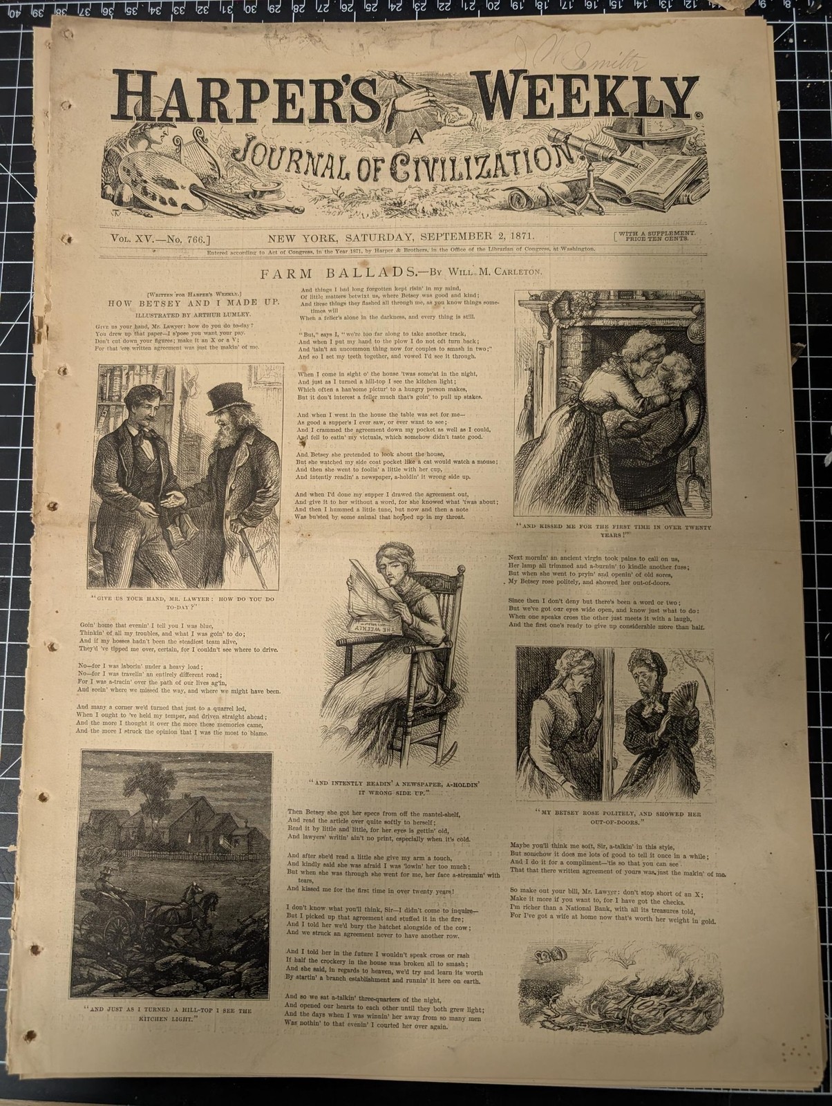 Harper’s Weekly – September 2, 1871 | Thomas Nast Cartoon, Wilkie Collins Portra