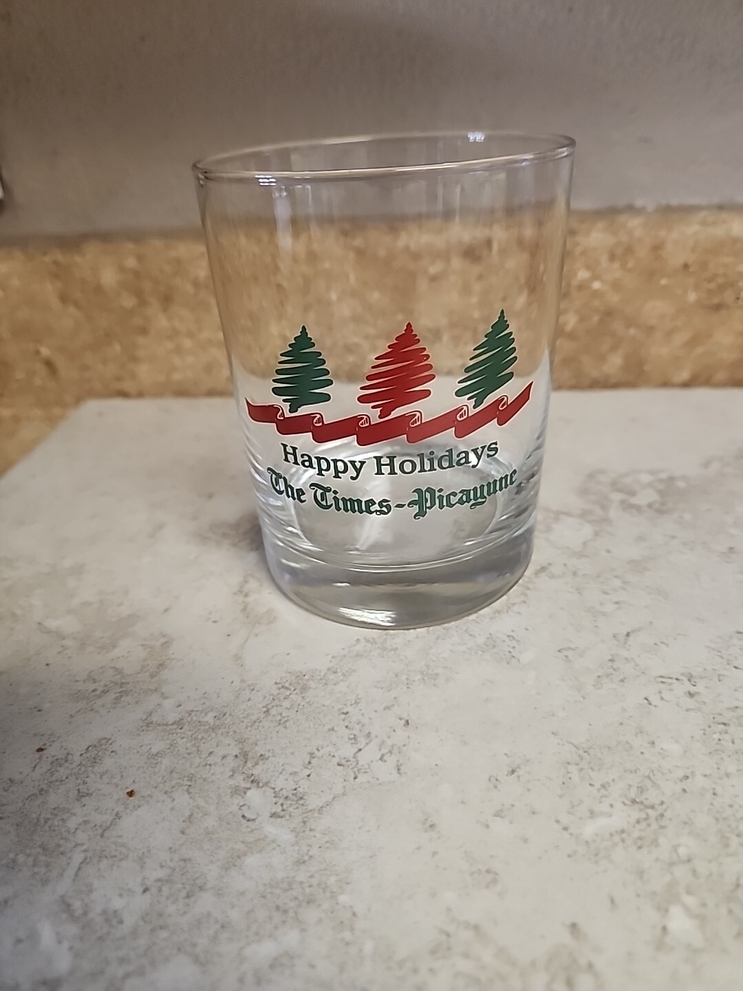 The Times Picayune Happy Holidays Cocktail Glass New Orleans Baton Rouge