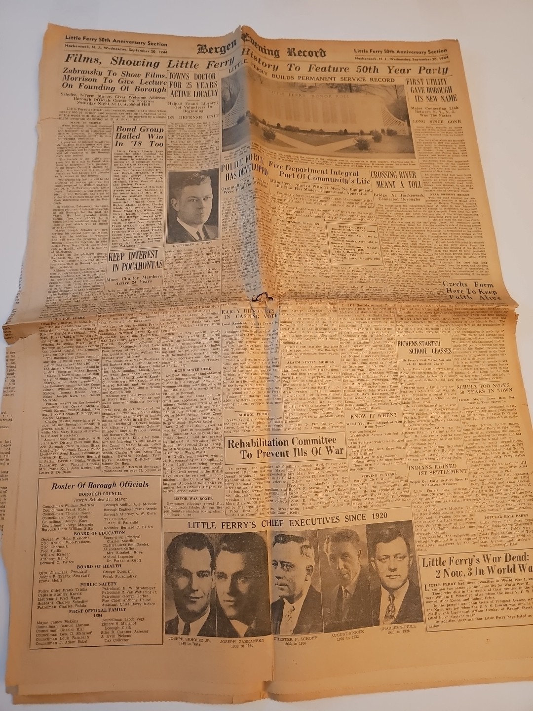 Lot Of 4 BERGEN EVENING RECORD NEWSPAPERS 1944, 49, 50 WW2