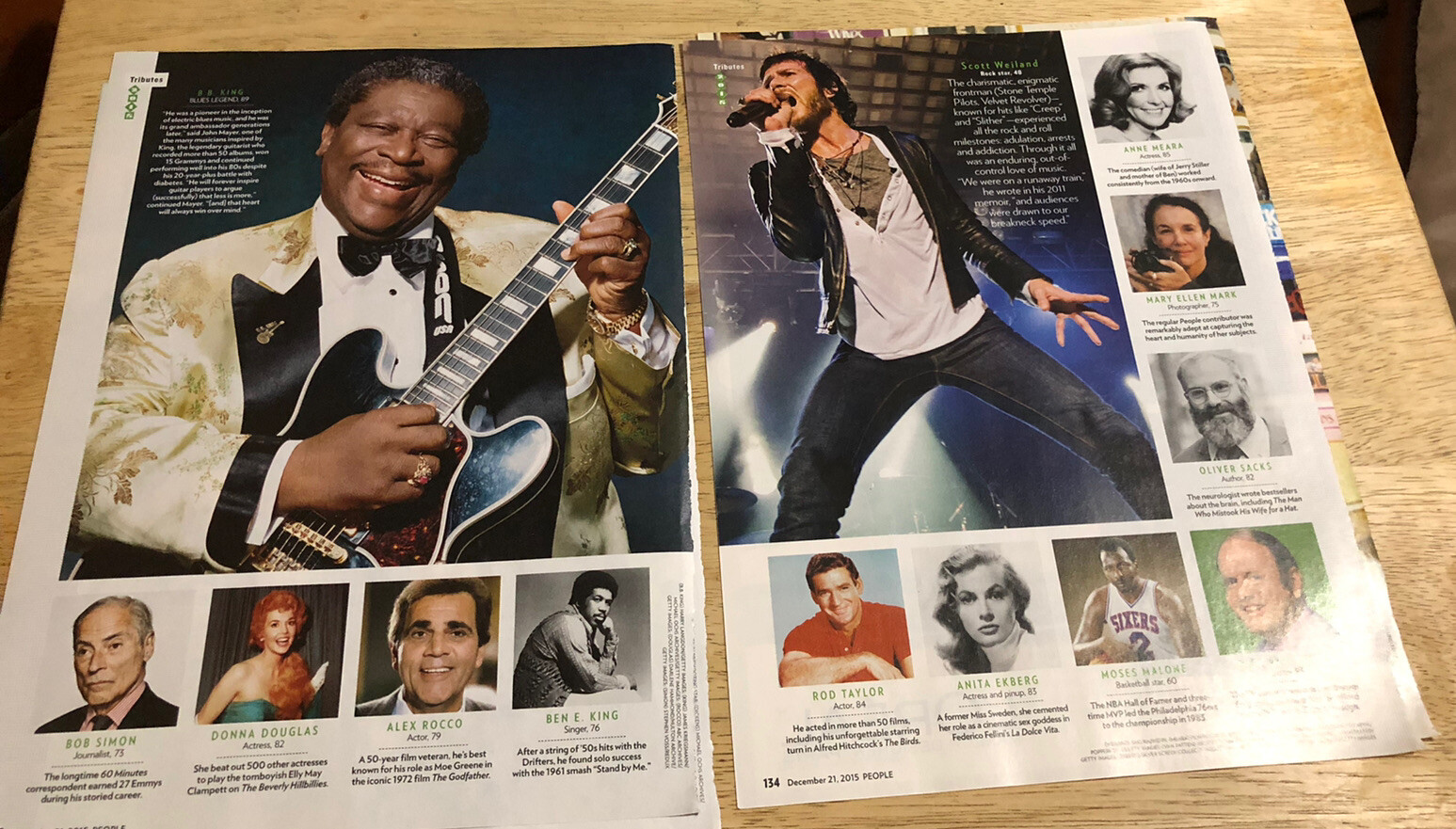 Notable Deaths of 2015 – Celebrity Passings – 5-Page Magazine Clipping