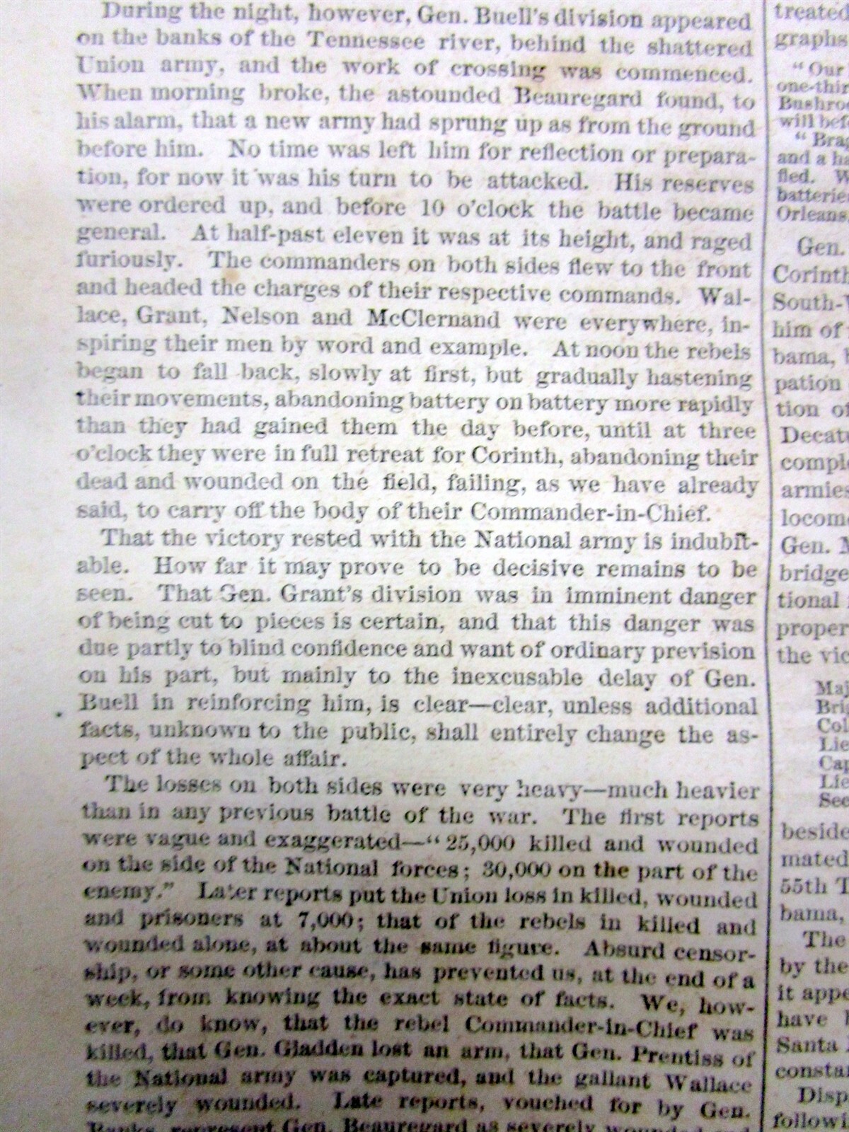 1862 Leslie’s Illustrated newspaper “EXTRA” Civil War BATTLE OF SHILOH Tennessee