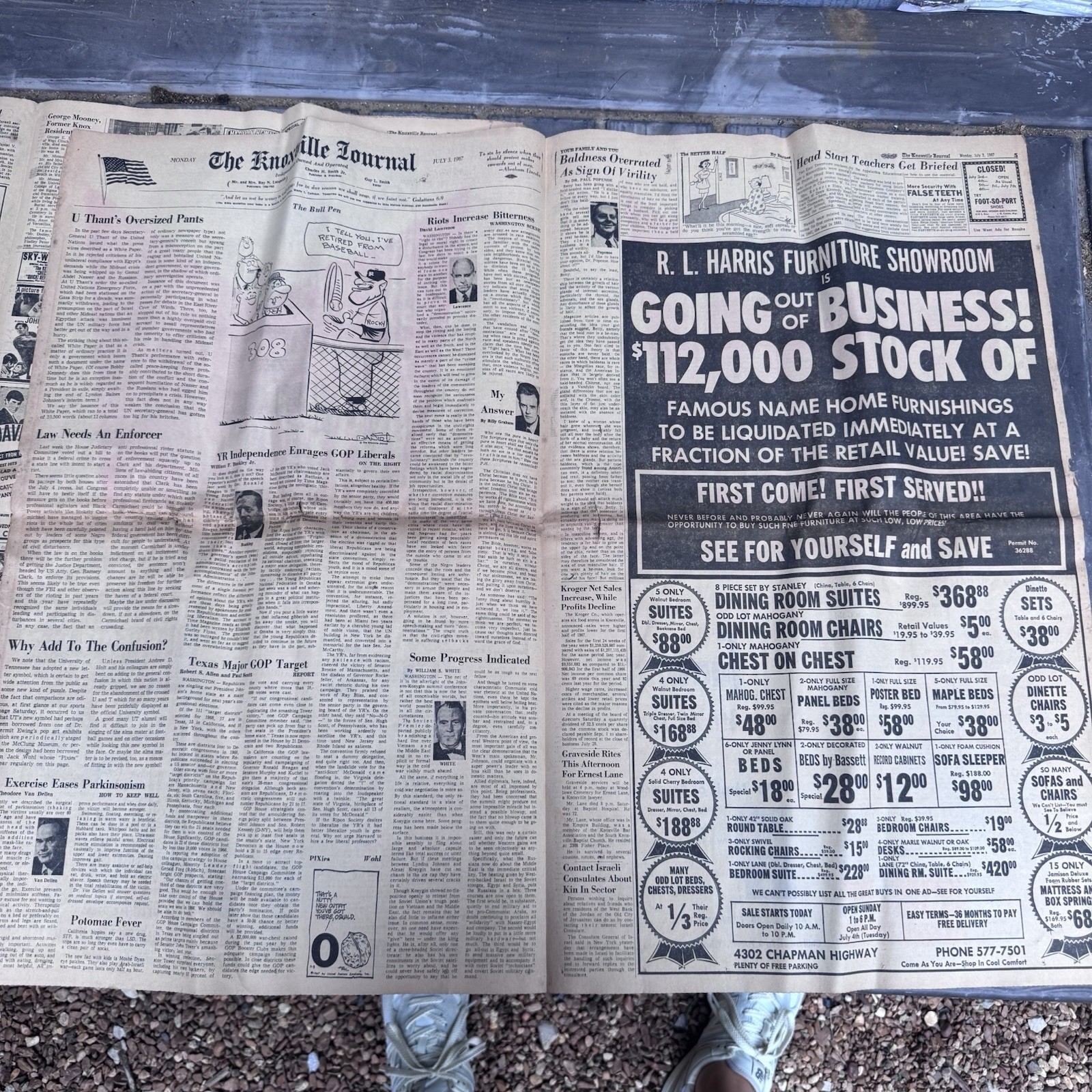 The Knoxville Journal City Edition Knoxville Tennessee Monday July, 3rd 1967