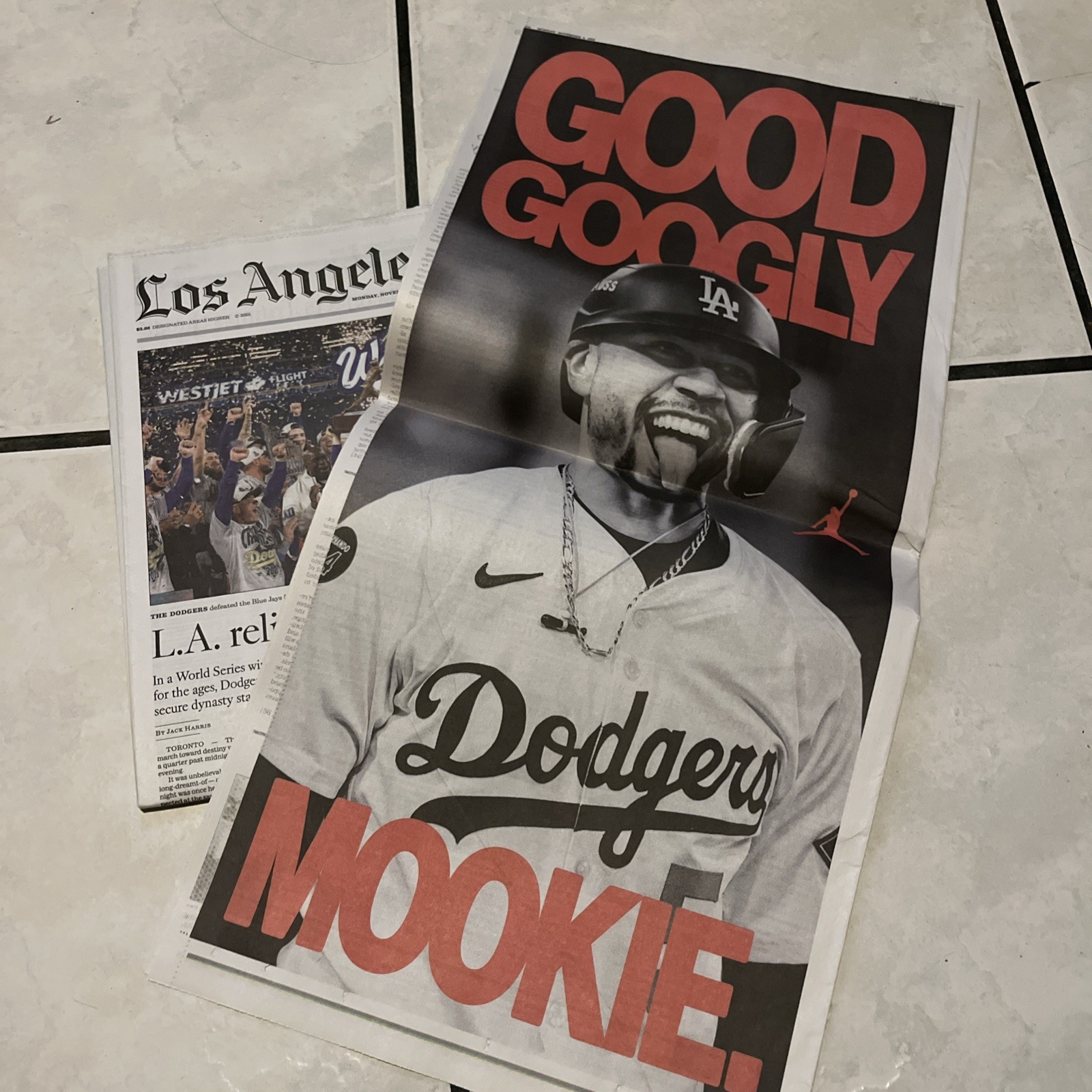 Los Angeles Times November 3, 2025 Colectible LA Dodgers MLB World Series Win
