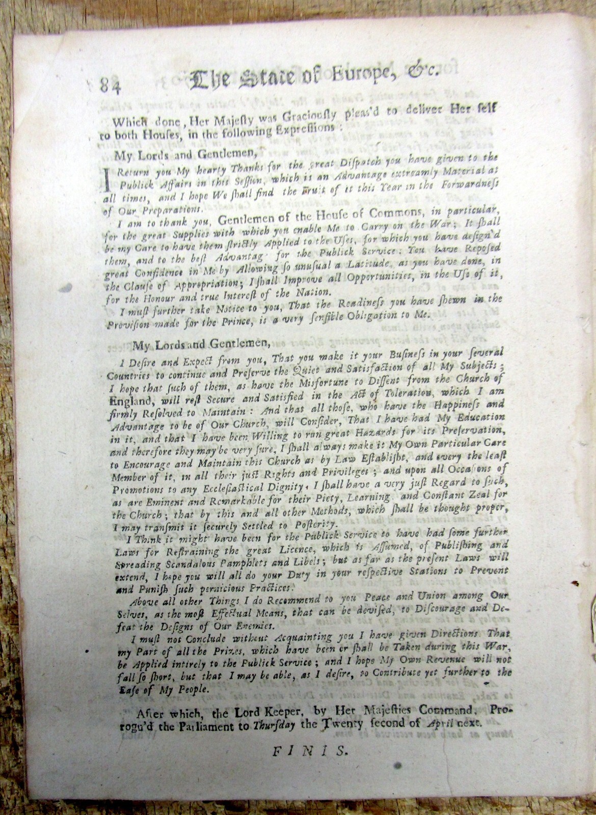 1703 newspaper / news book QUEEN ANNES WAR Colonial War in America NAVAL BATTLE