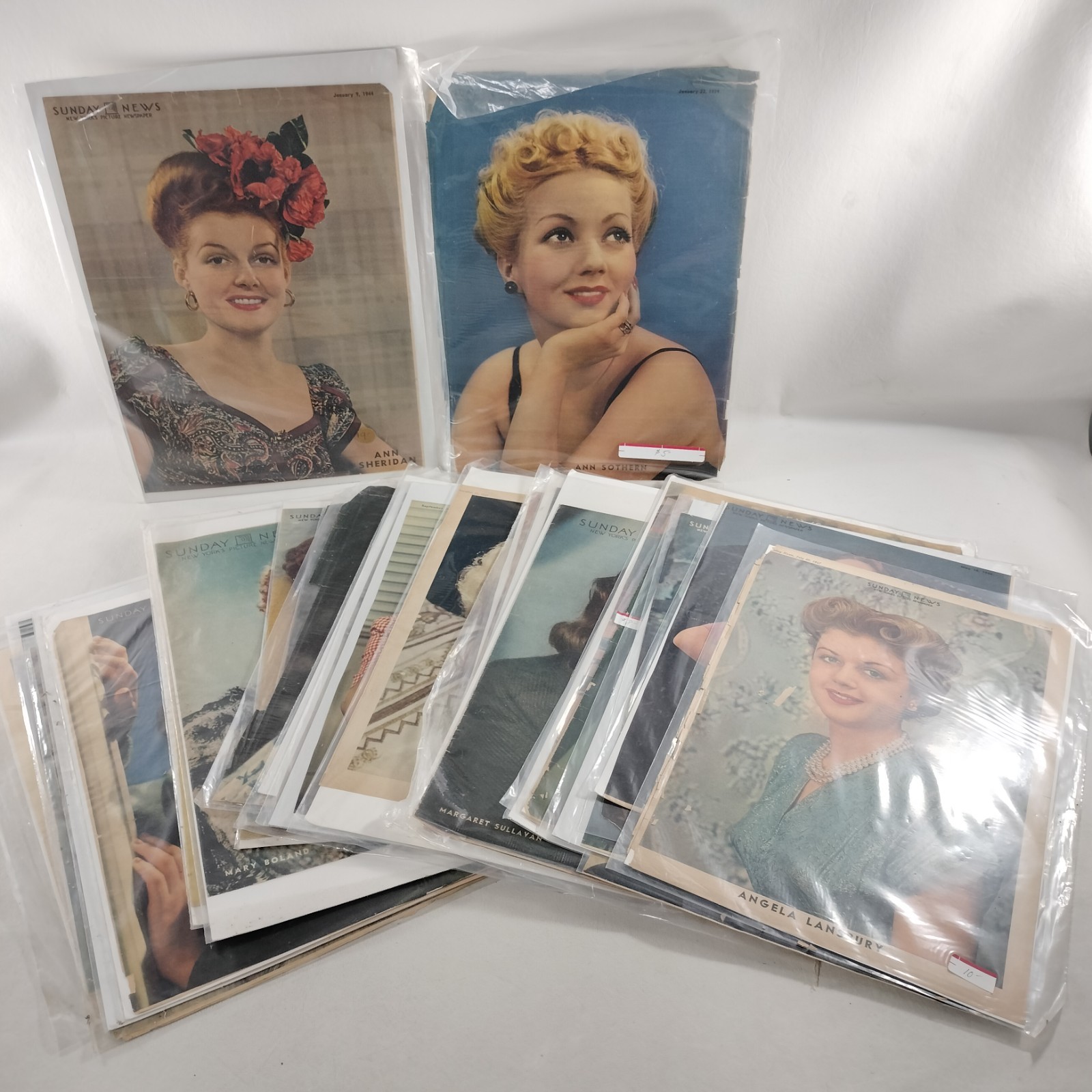 Vintage Lot of 27 Sunday News Covers 1940s Hollywood Actresses