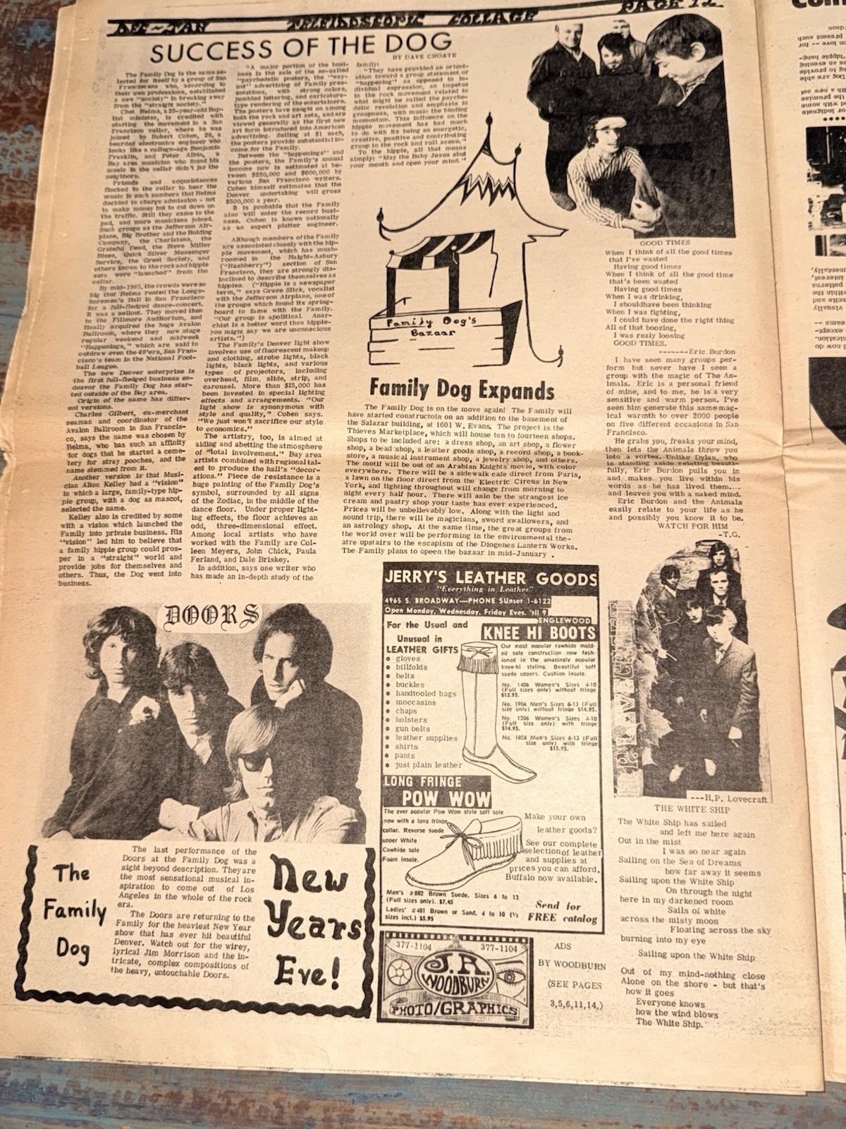 1967 Teleidoscopic Collage Denver The Doors New Year’s Eve Hendrix Family Dog