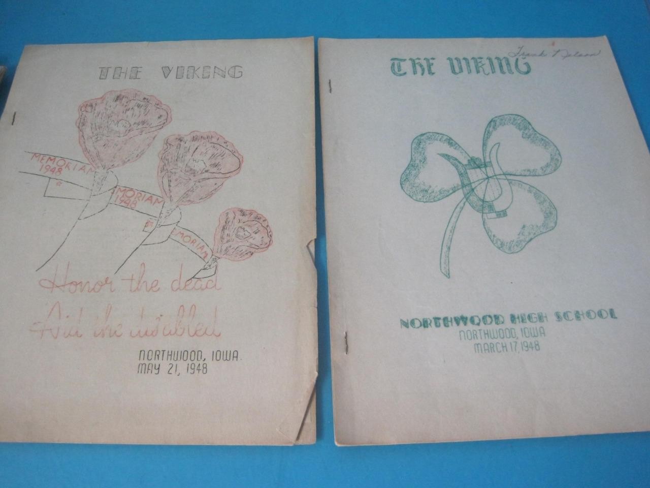 LOT OF 14 THE VIKING NORTHWOOD HIGHSCHOOL IOWA 1947-1948 NEWSPAPER BOOKLET RARE