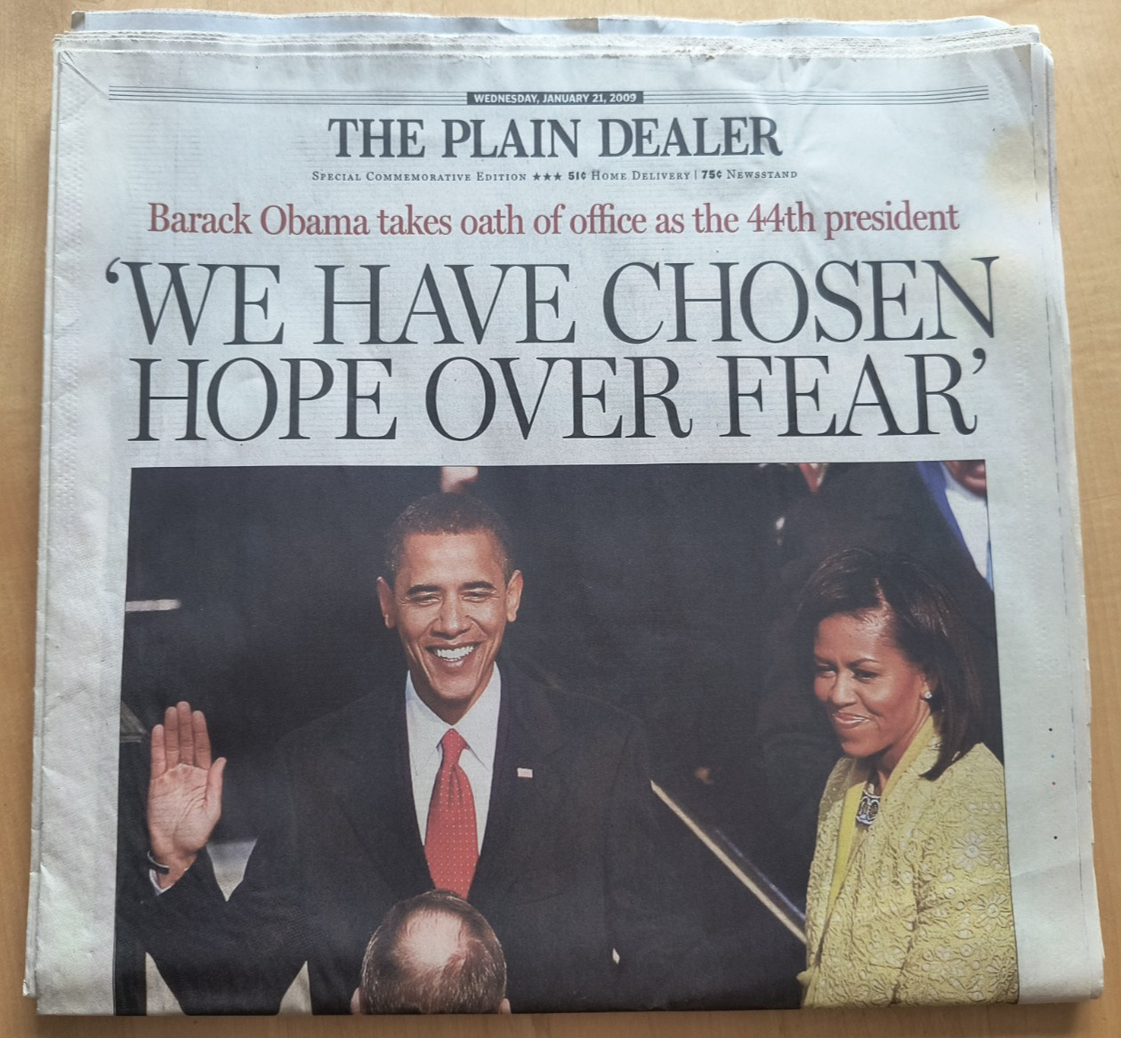 CLEVELAND PLAIN DEALER January 21 2009 Obama Inaugural Edition, USED