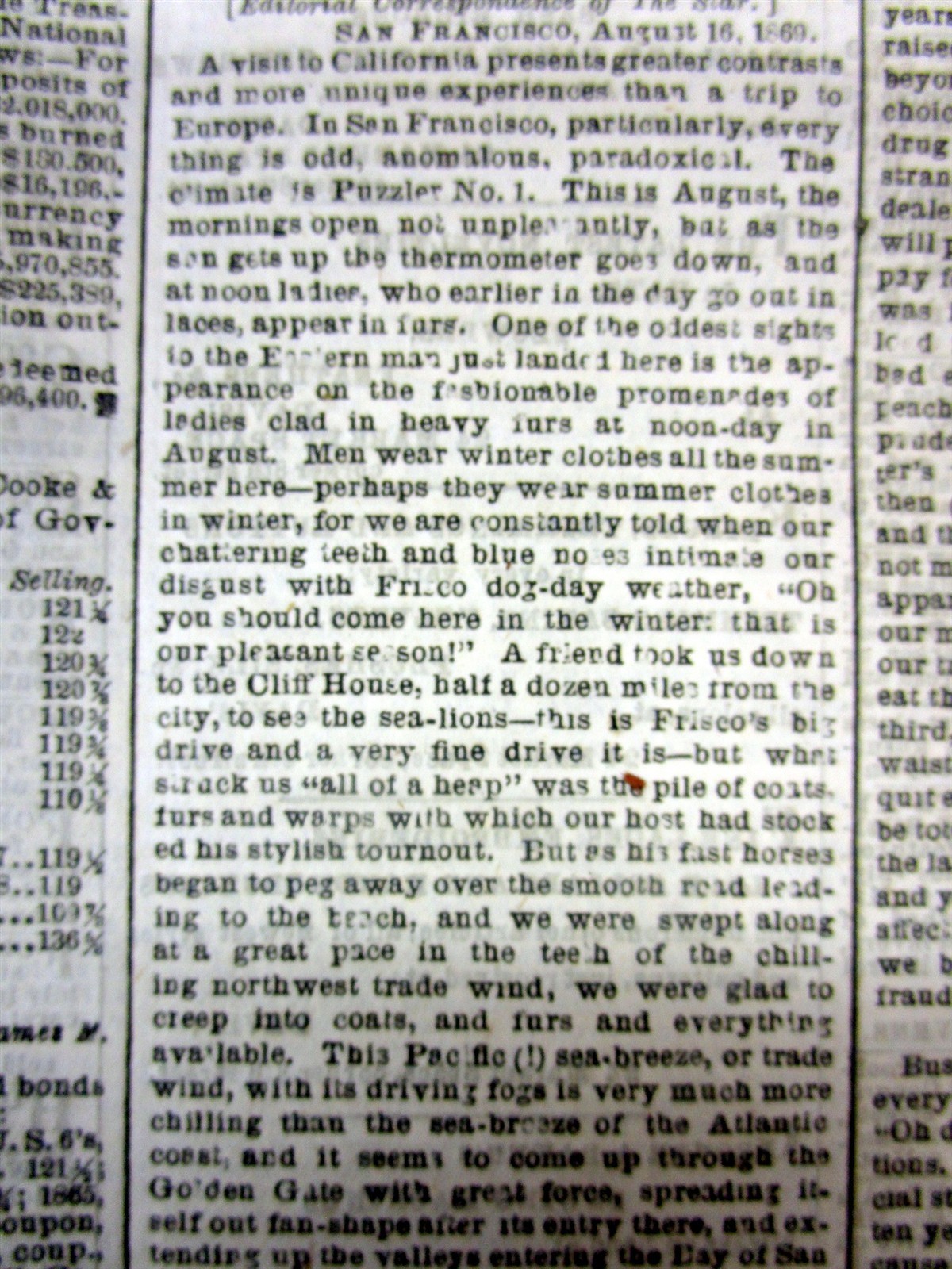 1869 newspaper DETAILED early DESCRIPTION of SAN FRANCISCO California 155 yr ago