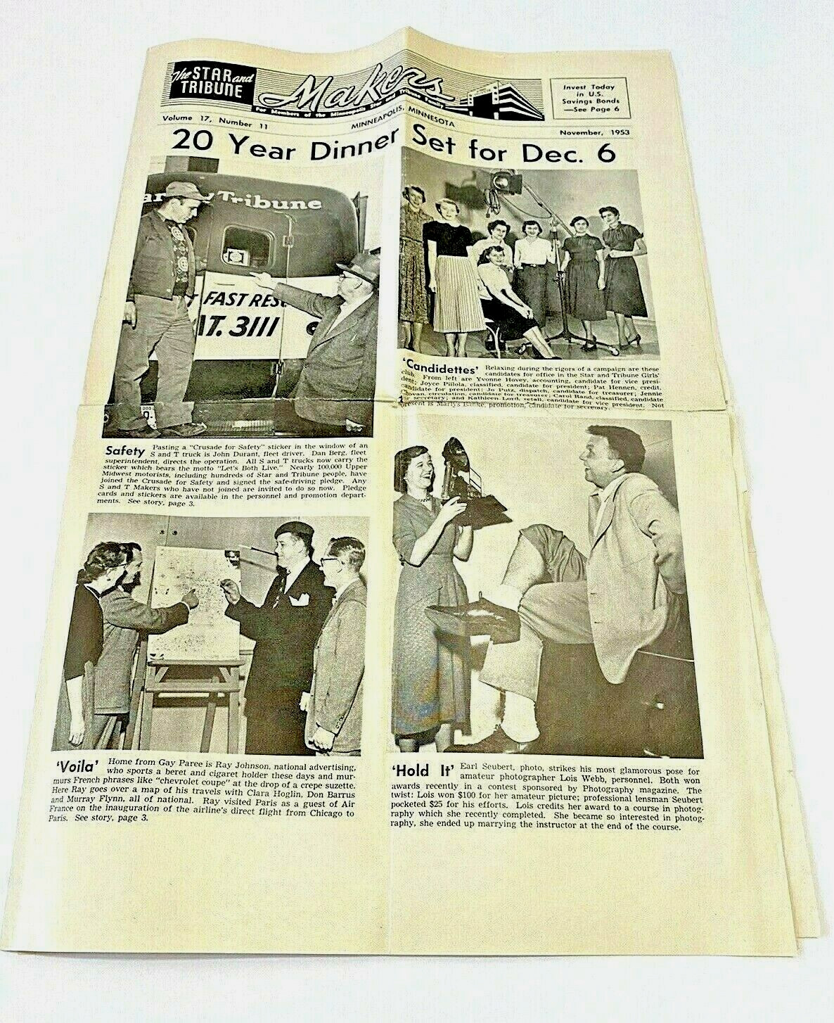 1953 Minneapolis Star Tribune Makers Staff Newspaper Ephemera Vintage Retro
