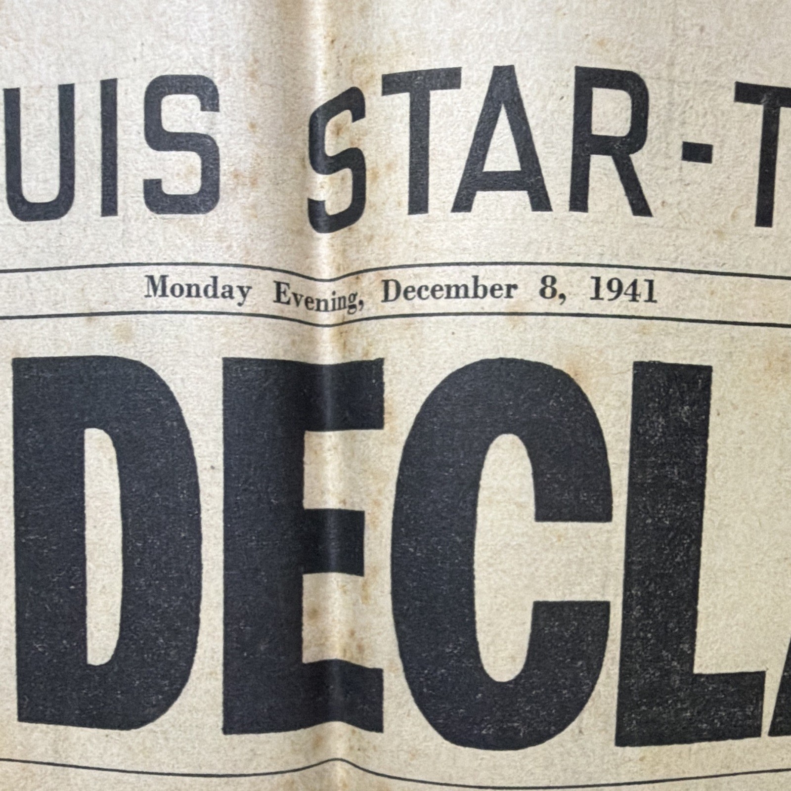 St Louis Star-Times Dec 8 1941 8th War Extra Pearl Harbor War Declared WWII