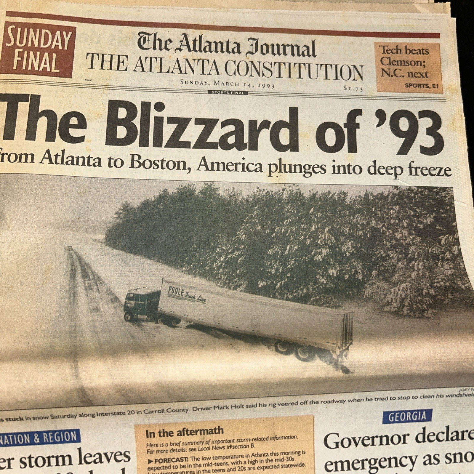 The Blizzard Of ‘93 | March 14, 1993 | The Atlanta Journal Sunday Newspaper