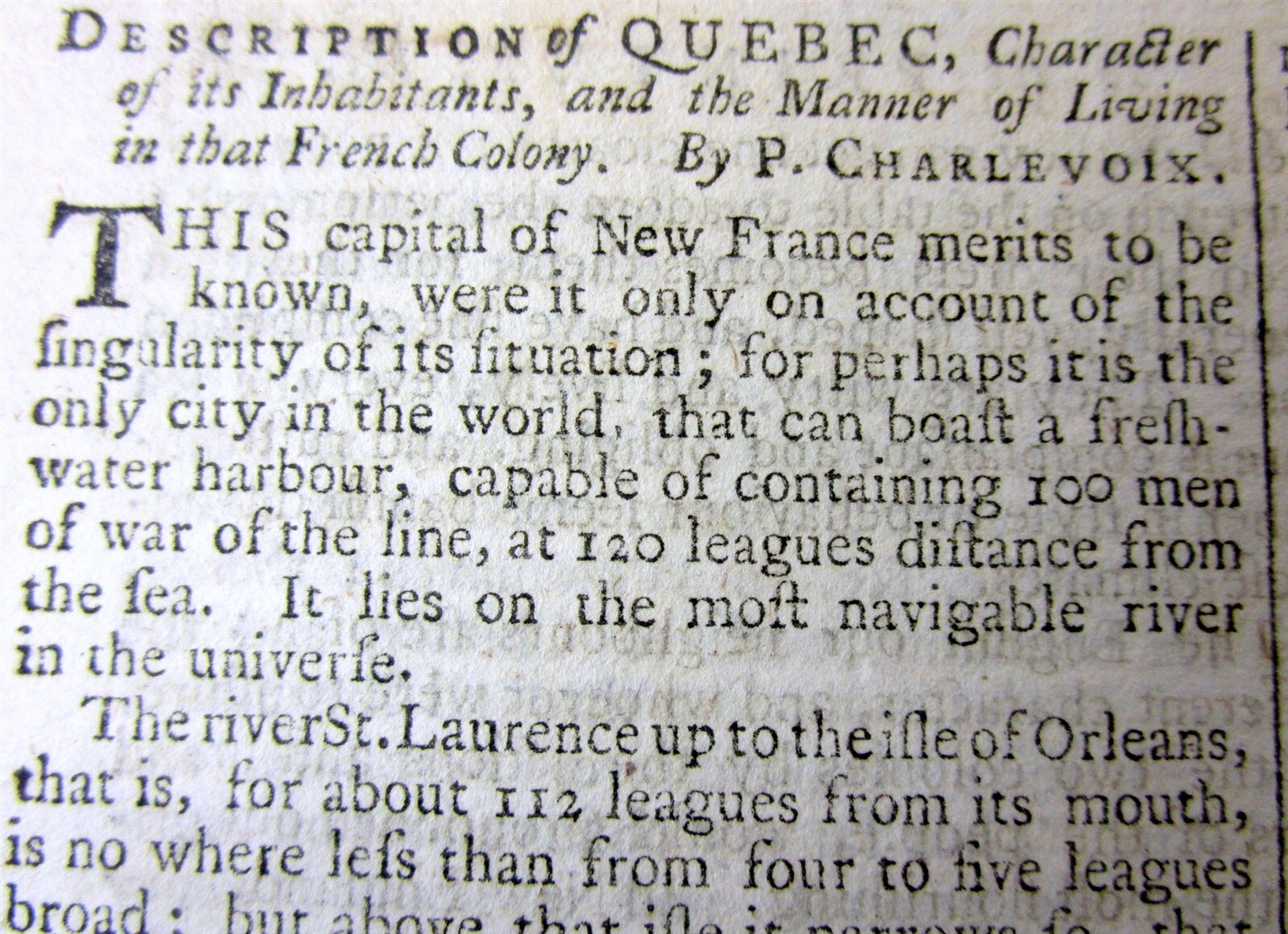1758 newspaper QUEBEC CITY Canada described before its fall FRENCH & INDIAN WAR
