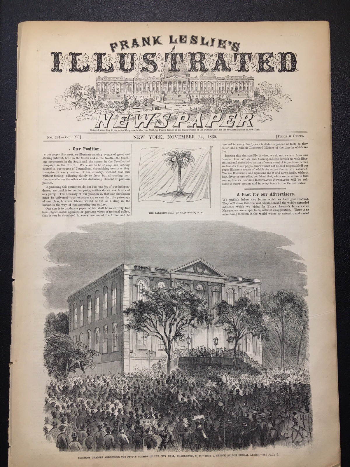 Abraham Lincoln Springfield IL 1860 South Carolina Secession-Blondin Tightrope
