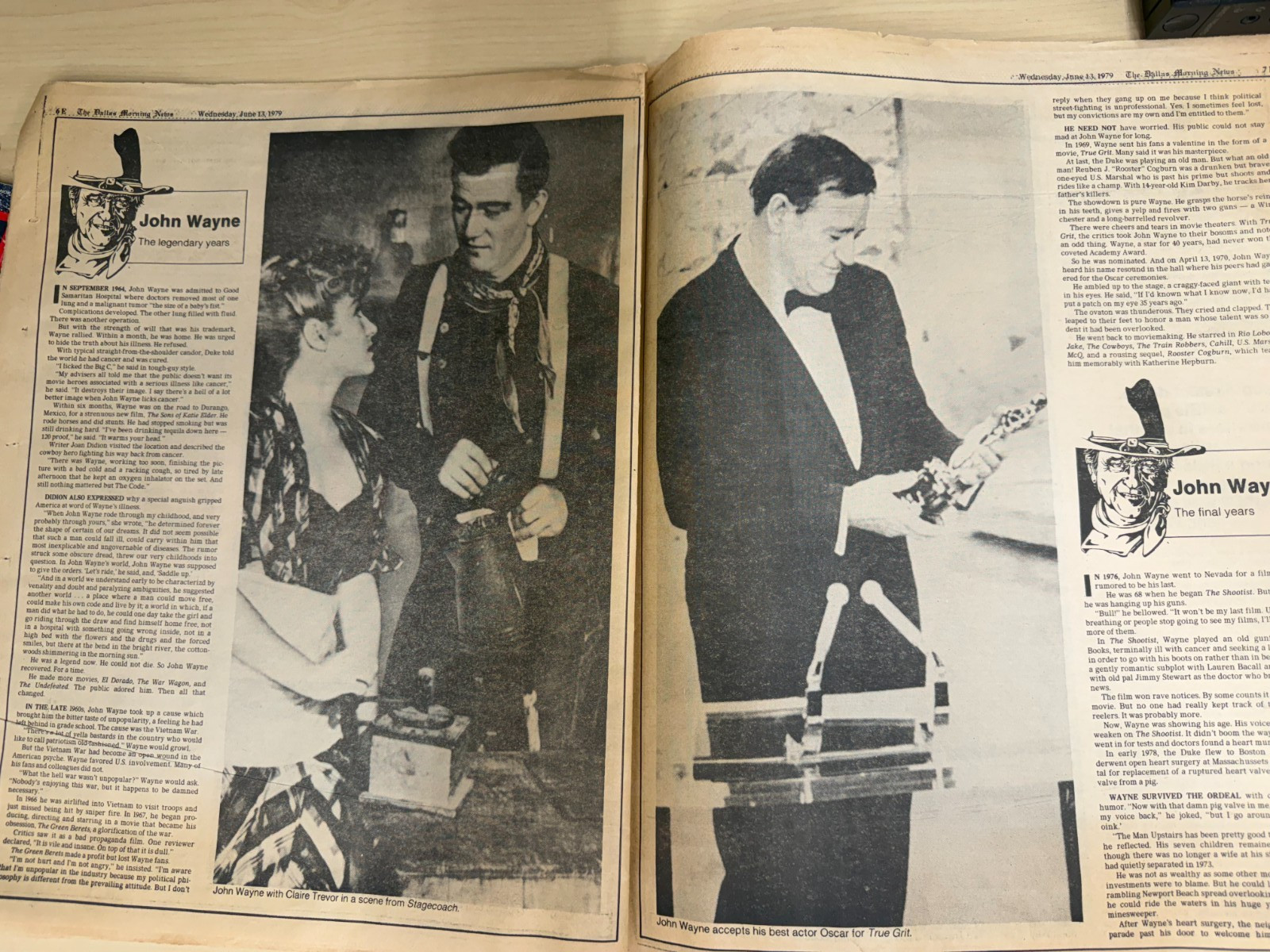 The Dallas Morning News June 13, 1979 Tribute to John Wayne section “The Duke”