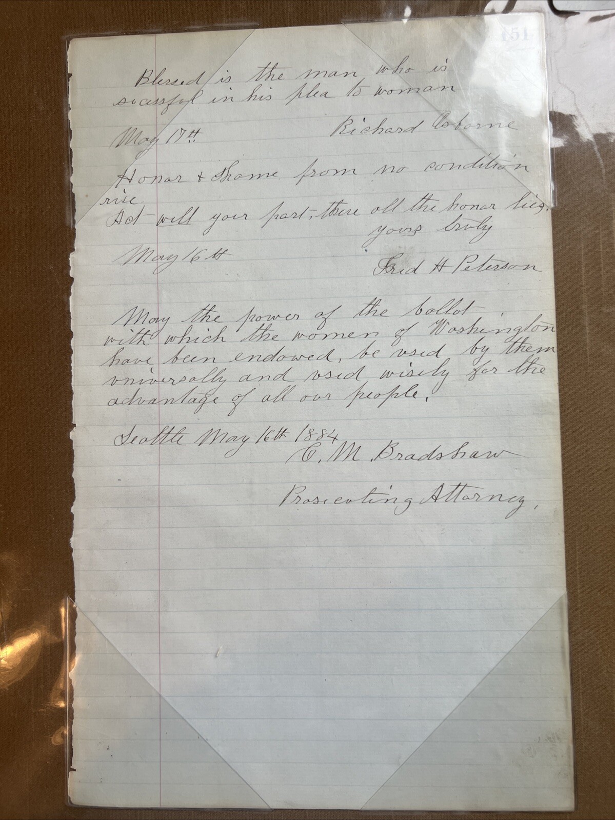 1884 Mrs Henry Gormley Early Washington Suffragette – Page Out Of Journal