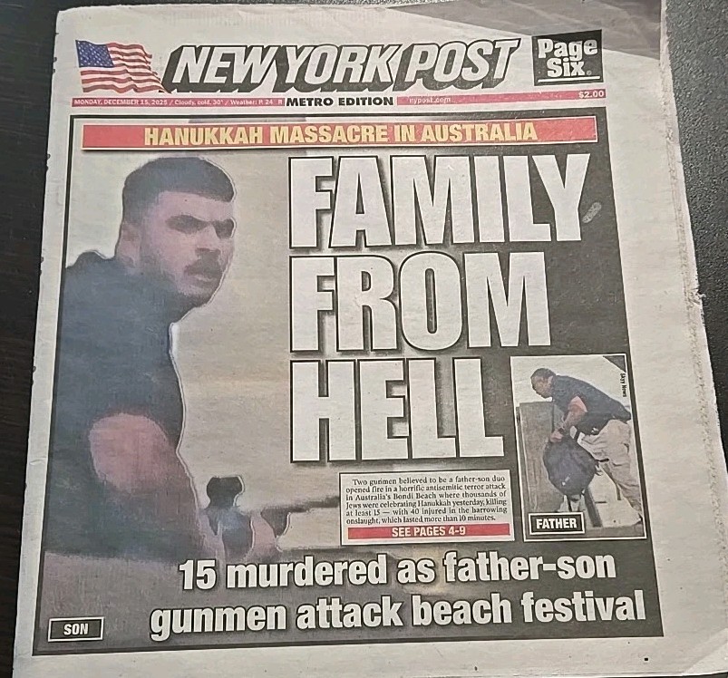 New York Post Monday December 15, 2025 Australia Murders Travis Kelce