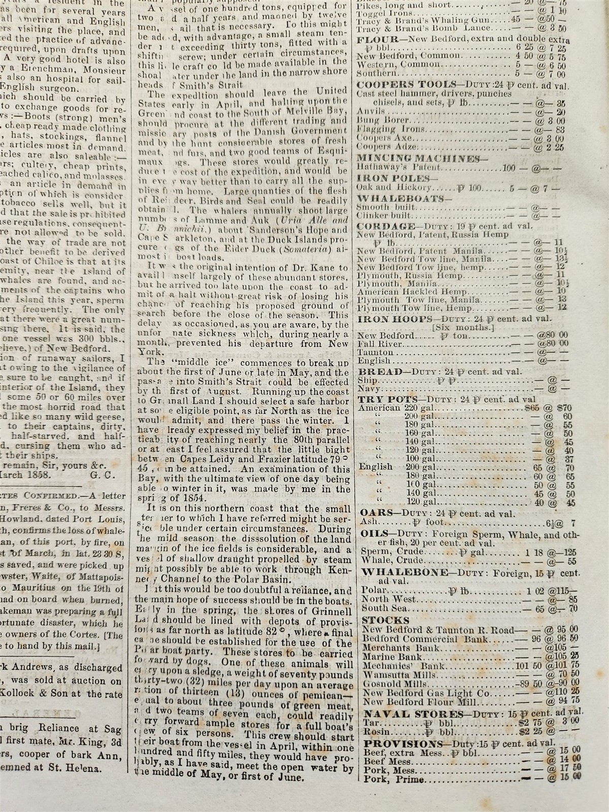 1858 antique WHALEMEN’S SHIPPING LIST NEWSPAPER new bedford ma May18 sperm whale