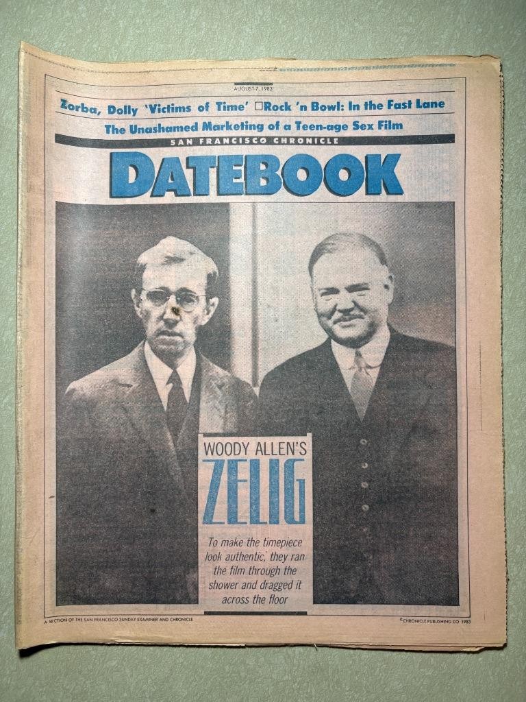 San Francisco Chronicle Datebook Aug 1983 Woody Allen Zelig vtg newspaper film