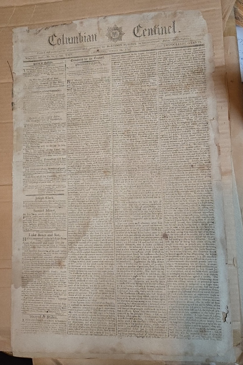 2-“COLUMBIAN CENTINEL” NEWSPAPERS – BOSTON, MASSACHUSETTS 1790-1840